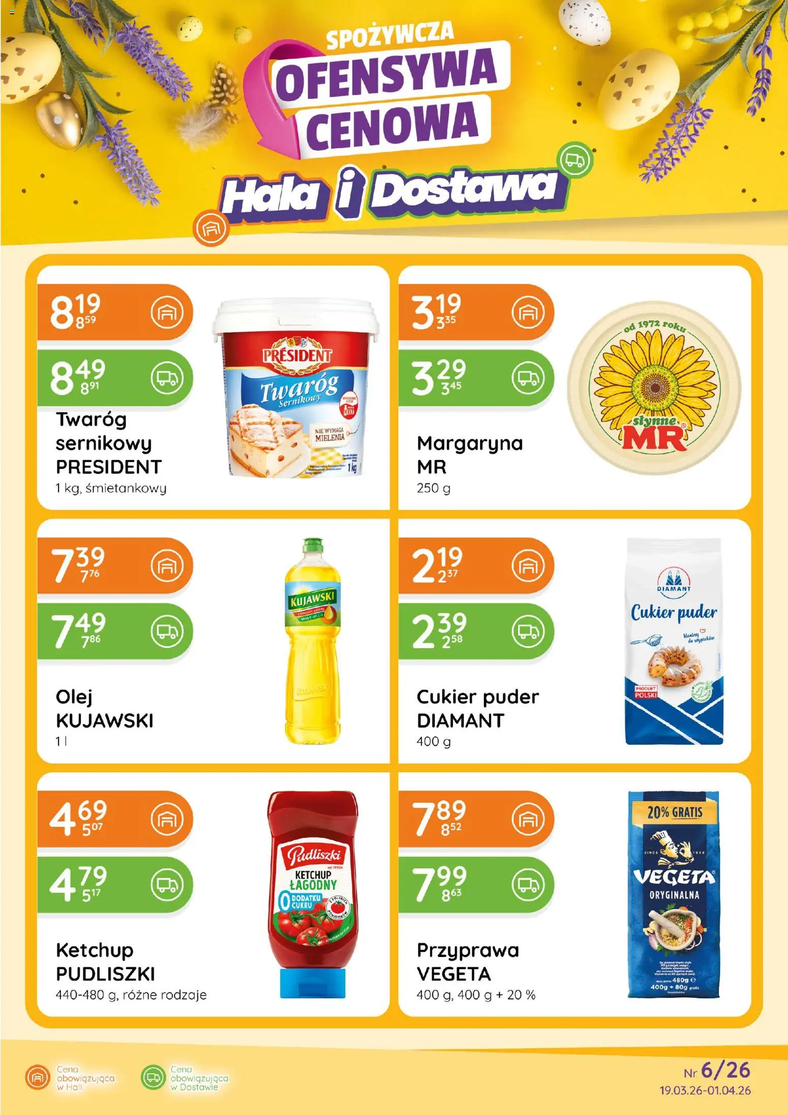 Eurocash gazetka od 19.03.2026 | Strona: 1 | Produkty: Cukier puder, Margaryna, Puder, Twaróg