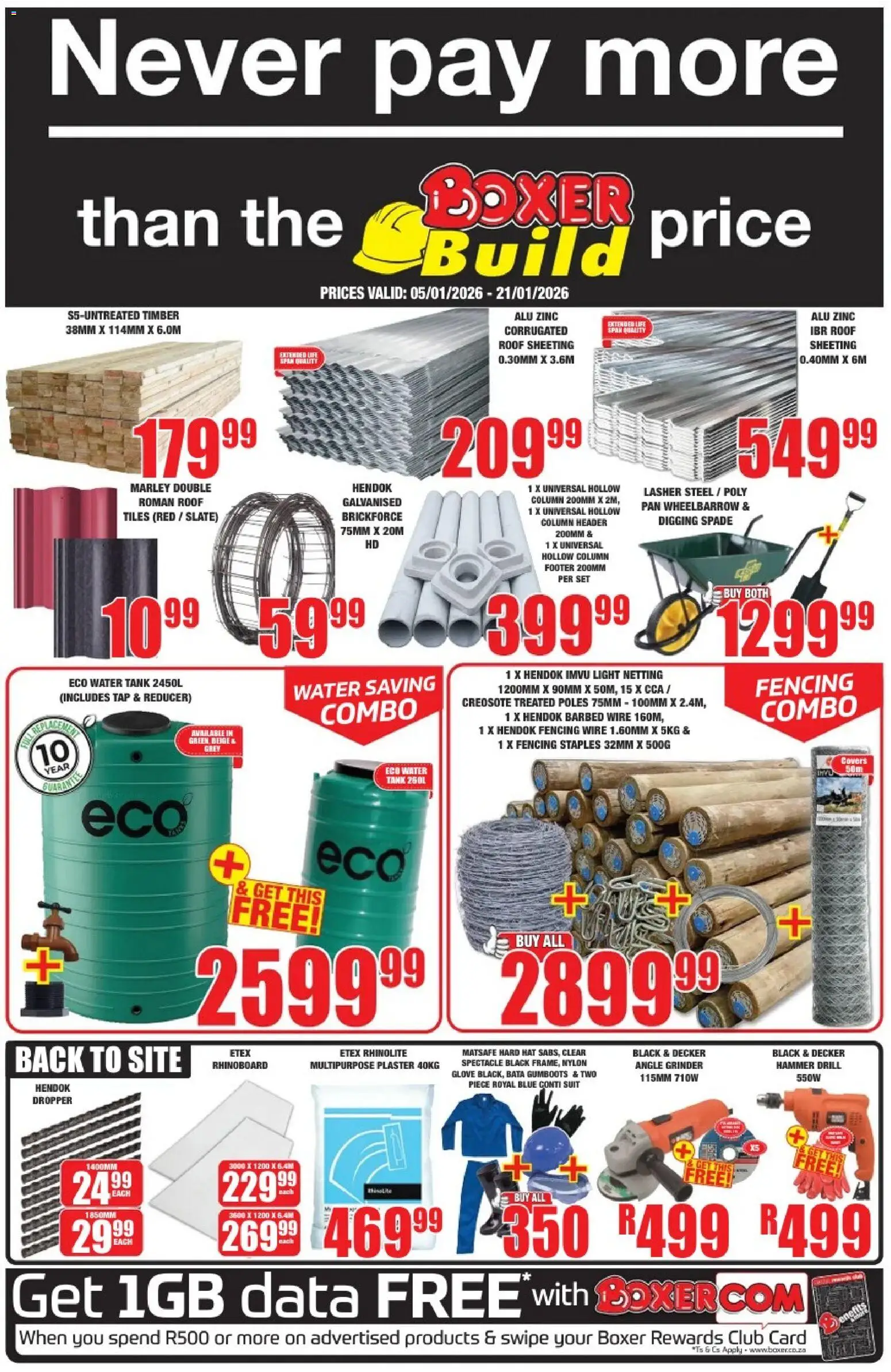 New Boxer catalogue – valid from 05.01.2026 | Page: 1 | Products: Suit, Tap, Angle grinder, Water