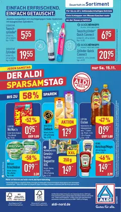Aldi Prospekt 	 ab 10.11.2025 gültig | Seite: 32 | Produkte: Butter, Baguette, Frischkase, Sodastream