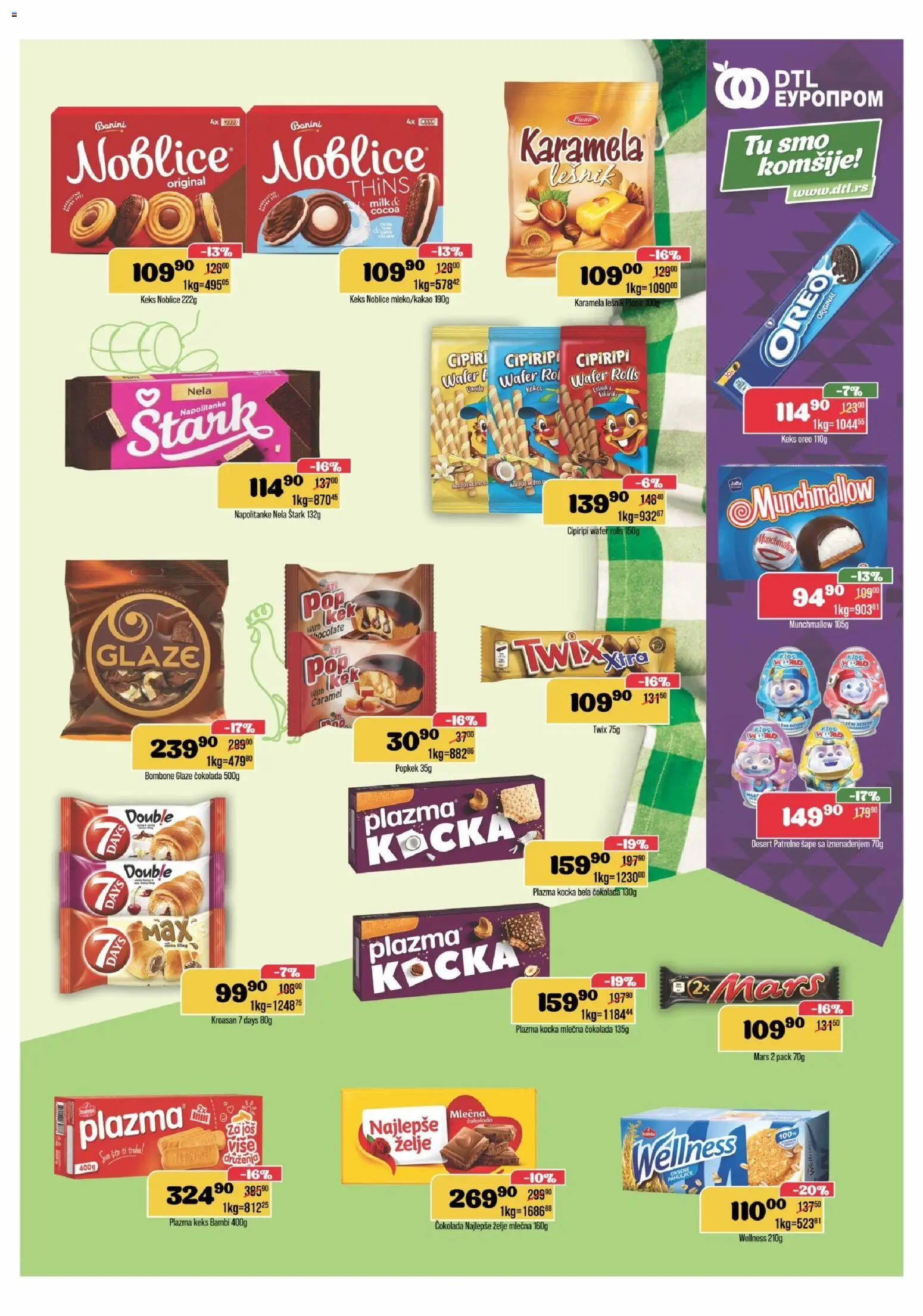 Europrom katalog - važi od 02.01.2026 | Strana: 7 | Proizvode: Keks, Kroasan, Mlečna čokolada, Napolitanke