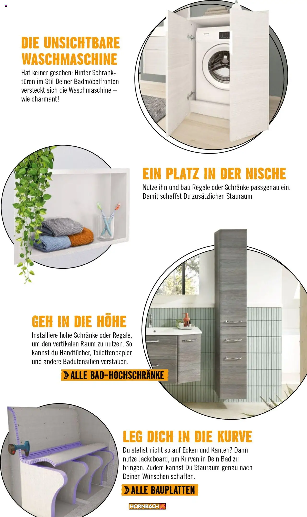 Hornbach Bad 2024 gültig ab 01.10.2024 | Seite: 55 | Produkte: Waschmaschine, Schrank, Bad