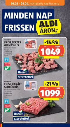 FRISS DARÁLT SERTÉSHÚS, zsírtartalom: max. 7%, 500 g/tálca - amely érvényes a következő dátumtól: 08.01.2026 | Oldal: 14