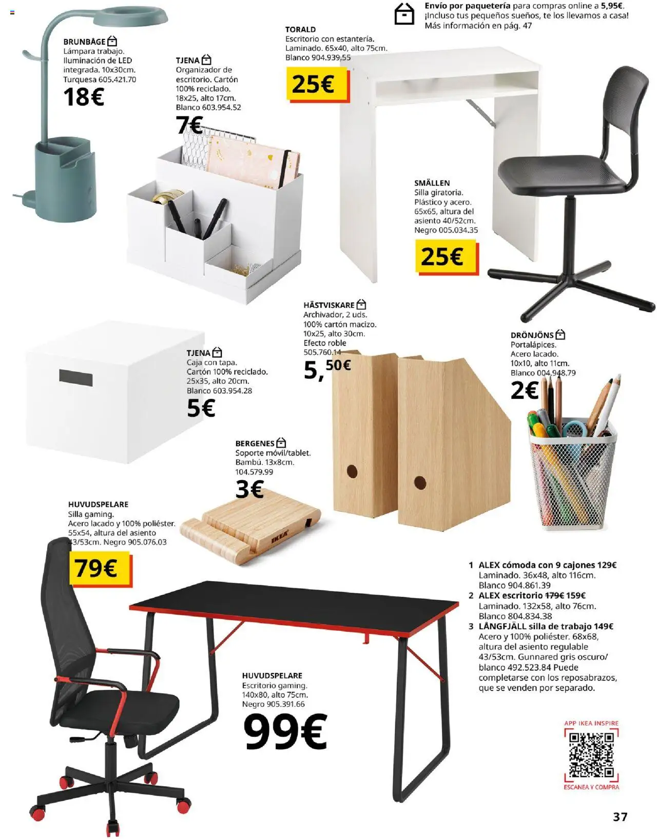 Catálogo IKEA Precios bajos. Muy bajos │ válido desde el 04.02.2025 | Página: 37 | Productos: Organizador, Silla, Caja, Lámpara