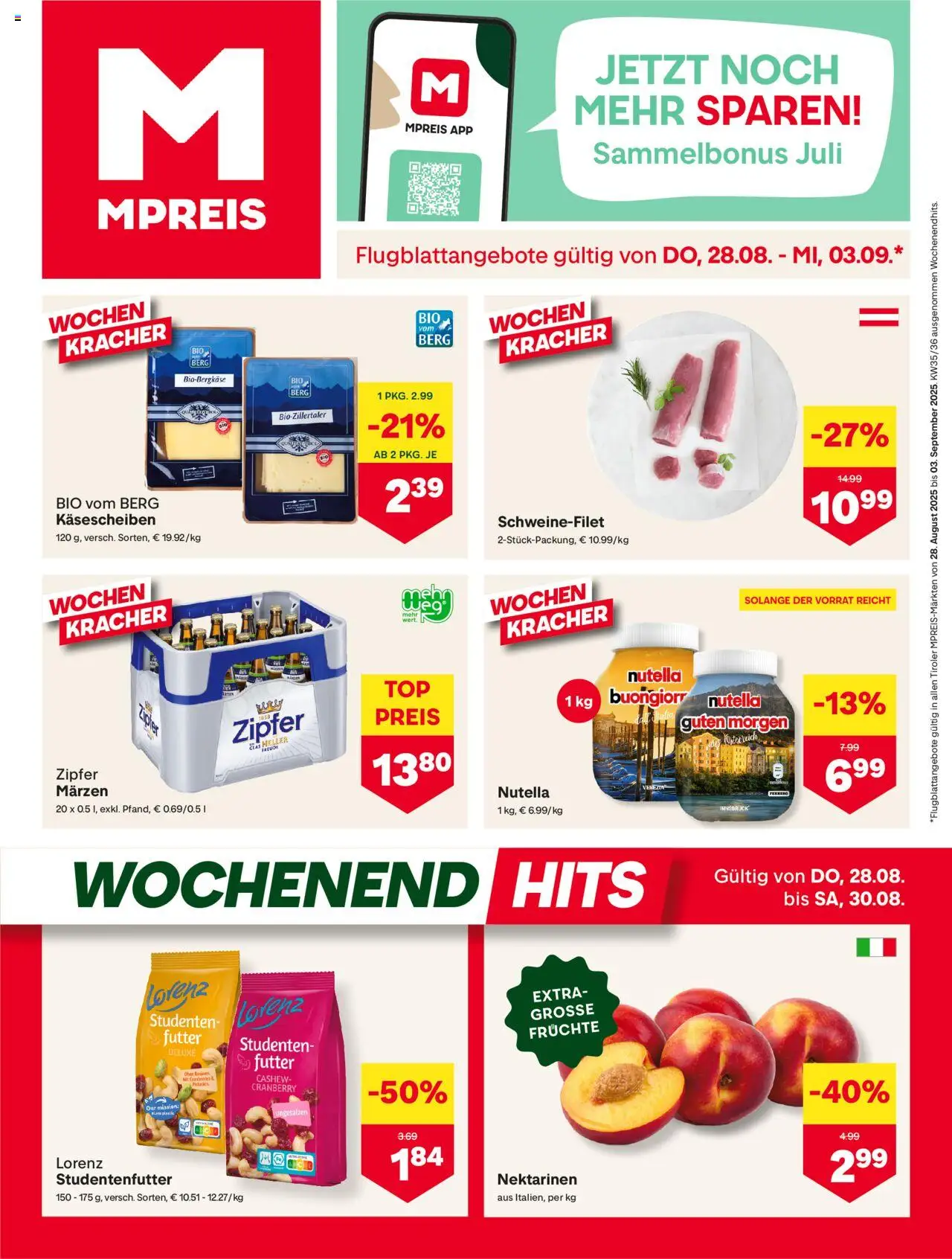MPREIS Flugblatt gültig ab 28.08.2025 | Seite: 1