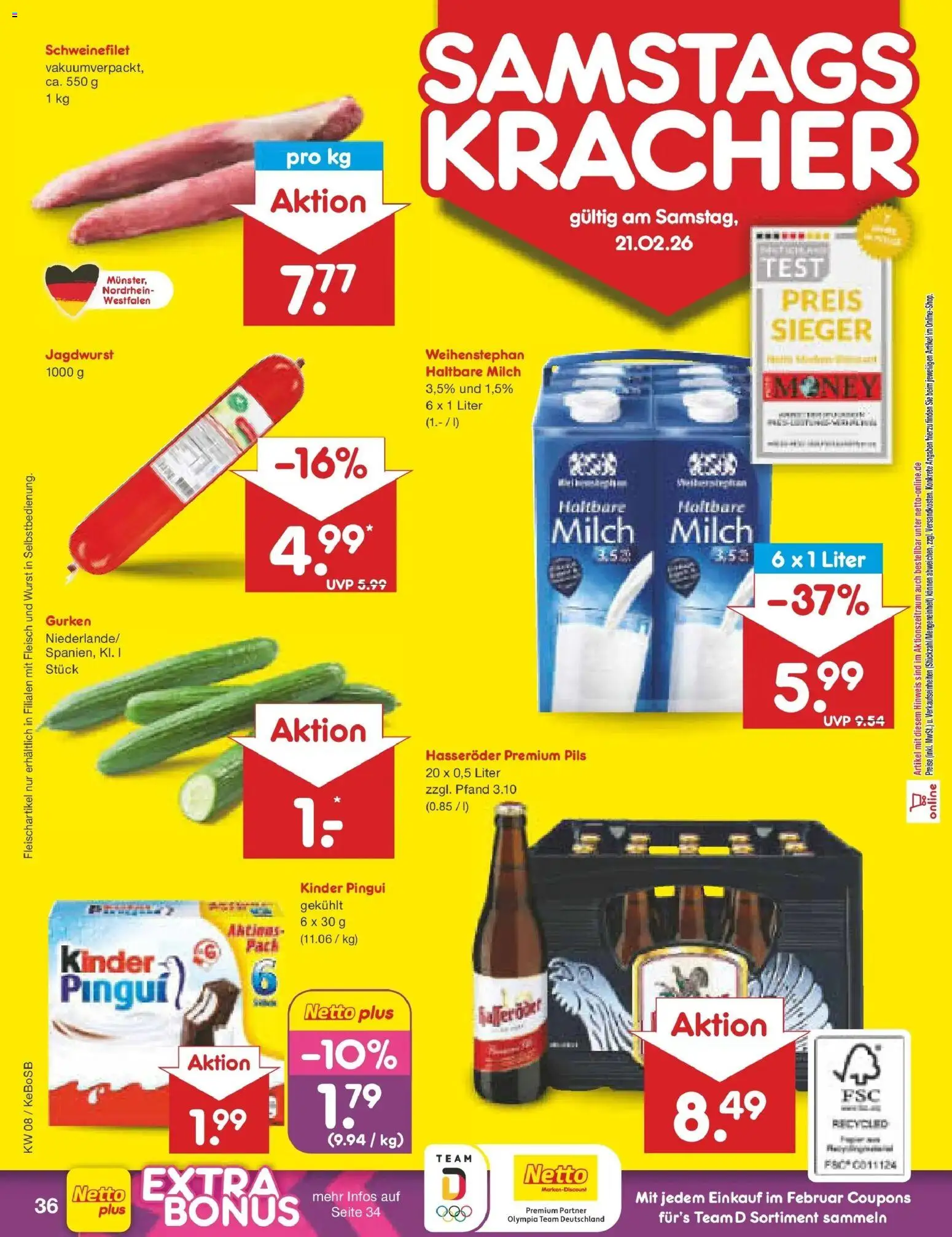 Netto Marken-Discount prospekt Kruft	 – gültig ab 16.02.2026 | Seite: 50 | Produkte: Pils, Wurst, Hasseröder, Gurken