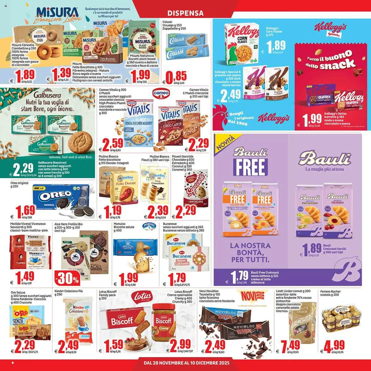 Volantino Elite Supermercati del 28.11.2025 | Pagina: 6 | Prodotti: Cereali, Latte, Mandorle, Frollini