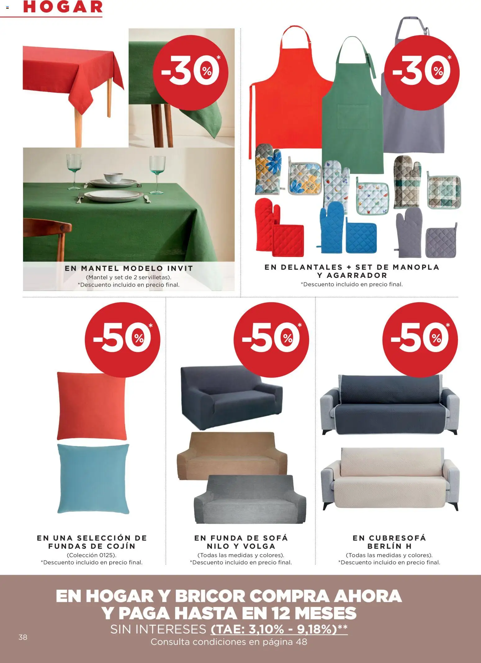 Hipercor catálogo │ válido desde el 09.04.2026 | Página: 38 | Productos: Mantel, Funda, Cojín, Sofá