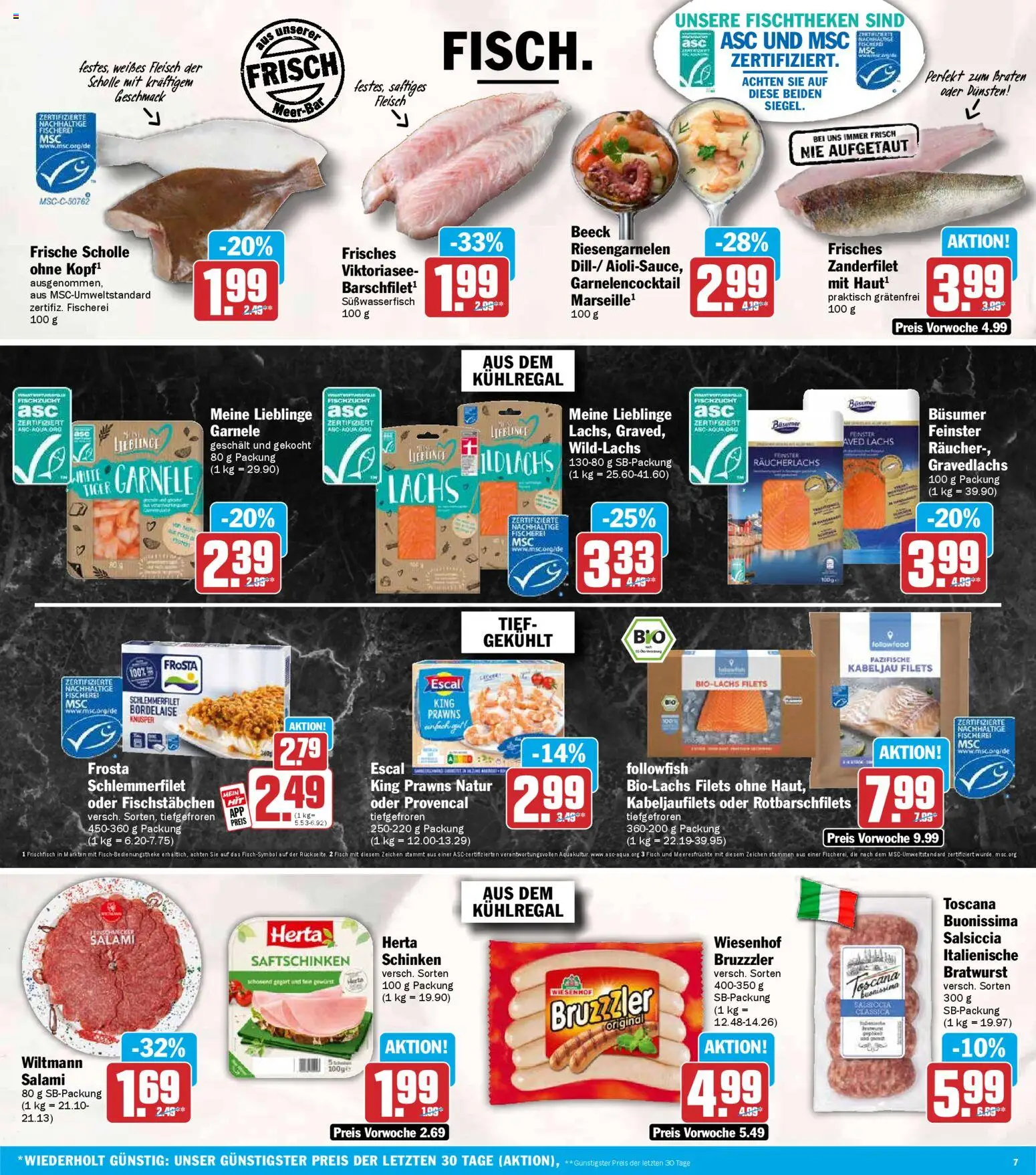 HIT Prospekt 	 – gültig ab 20.04.2026 | Seite: 7 | Produkte: Frosta, Lachs, Räucherlachs, Salami