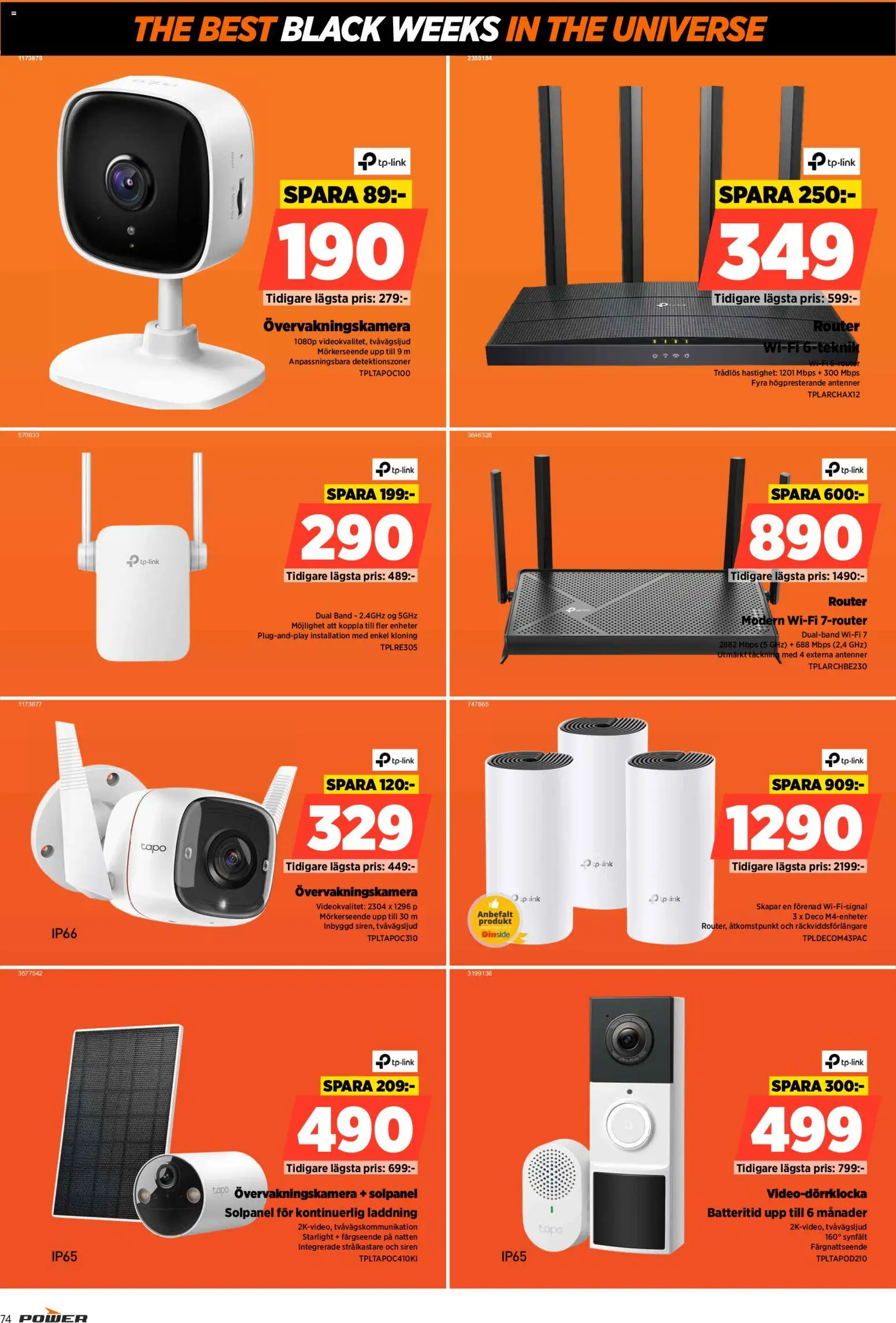 Power reklamblad aktuell från 24.11.2025 | Sida: 74 | Produkter: Övervakningskamera, Router, Wifi