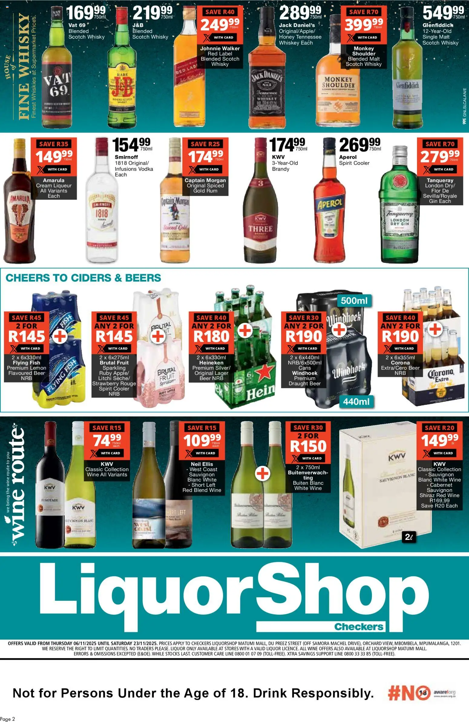 New Checkers catalogue – valid from 05.11.2025 | Page: 2 | Products: Beer, Cream, Vodka, Fruit