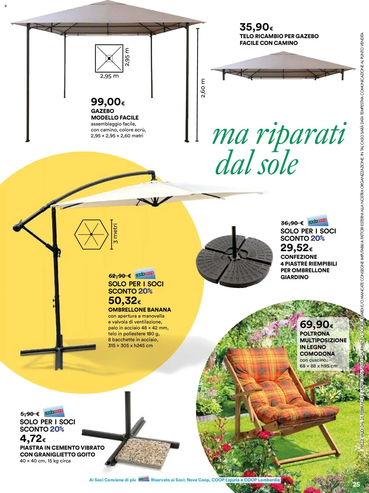 Volantino Ipercoop del 26.02.2026 | Pagina: 25 | Prodotti: Ombrellone, Gazebo, Data, Poltrona