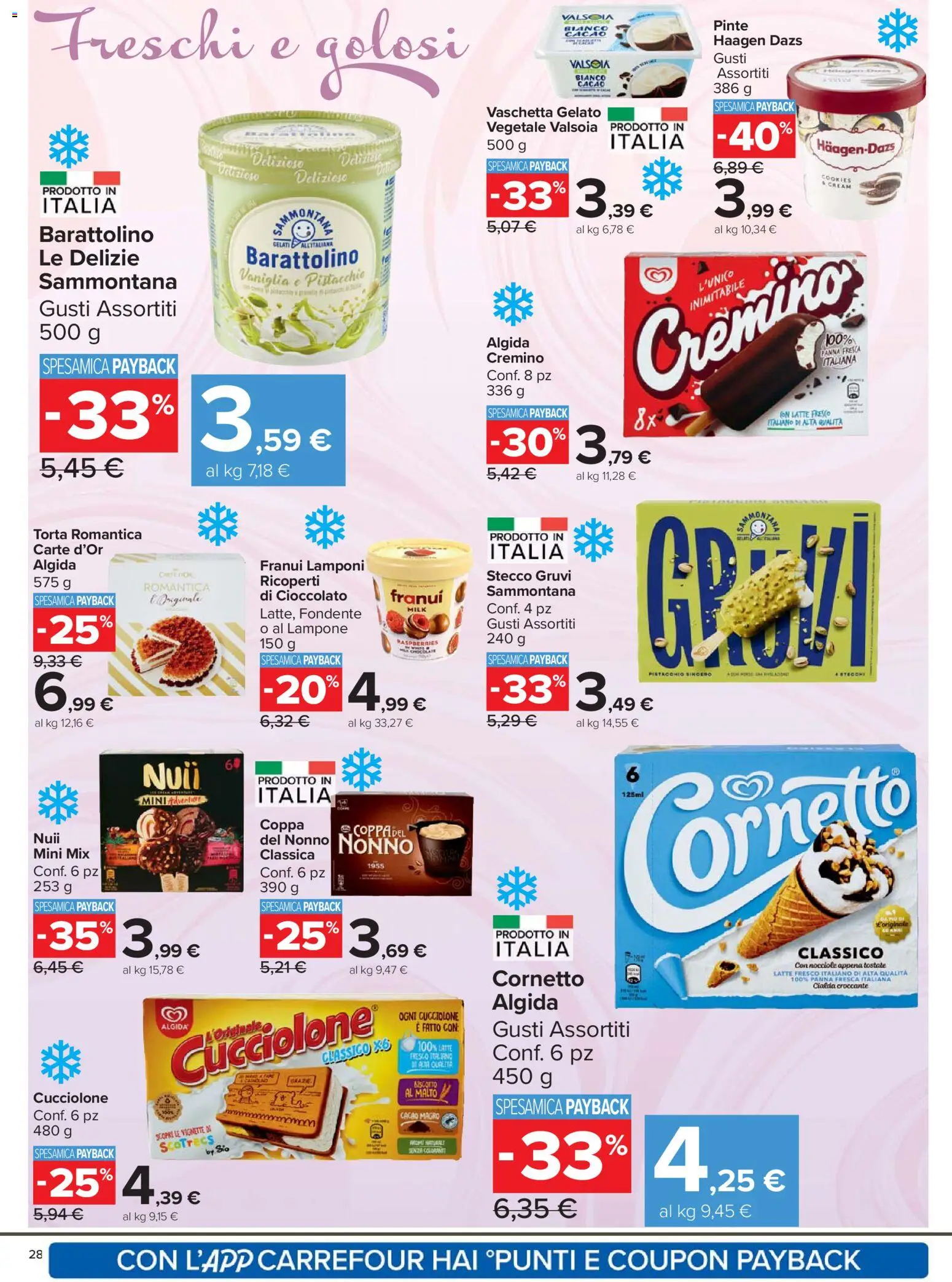 Volantino Carrefour del 24.03.2026 | Pagina: 28 | Prodotti: Lamponi, Cornetto, Latte, Lampone