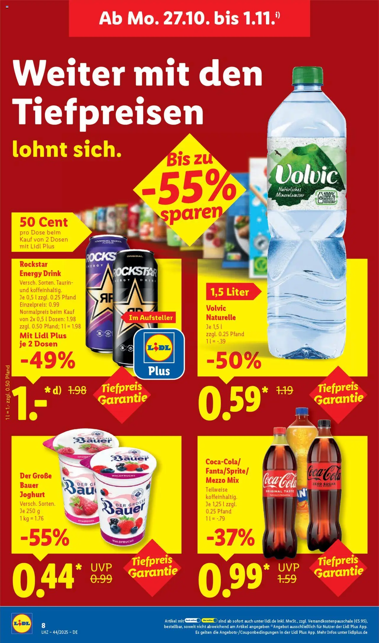 Lidl Prospekt Kornwestheim – gültig ab 27.10.2025 | Seite: 22 | Produkte: Energy, Mineralwasser, Himbeere, Volvic