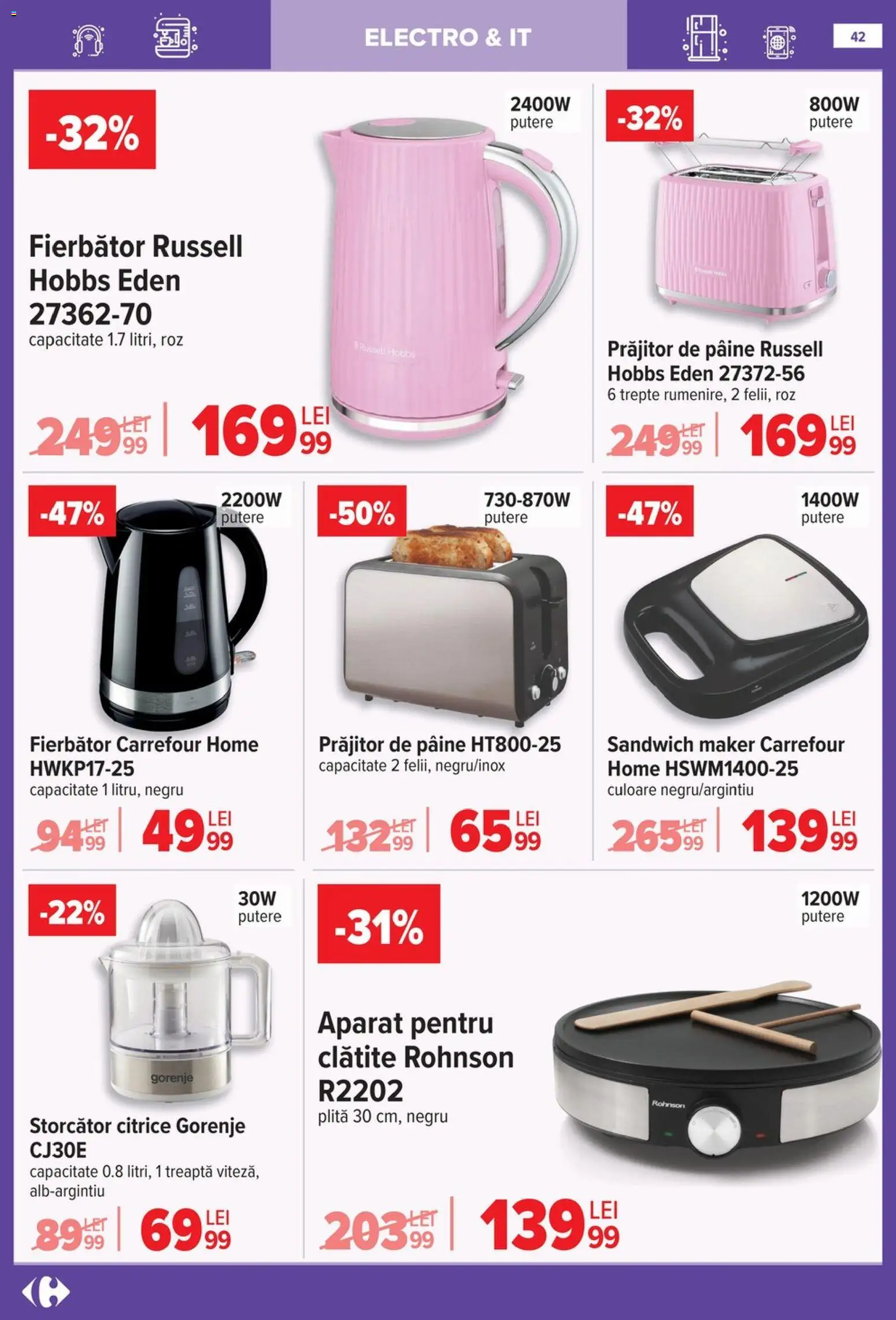 Noul catalog Carrefour – valabil de la 14.01.2026 | Pagină: 42 | Produse: Plită, Storcător, Clătite, Pâine