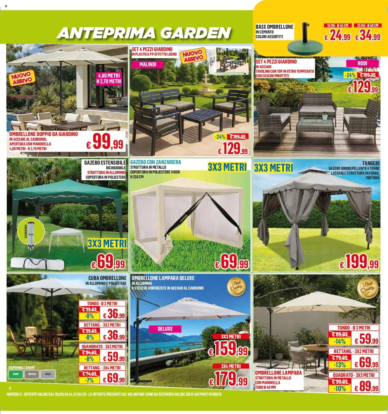 Volantino Satur del 09.03.2026 | Pagina: 4 | Prodotti: Gazebo, Tubo, Zanzariera, Alluminio