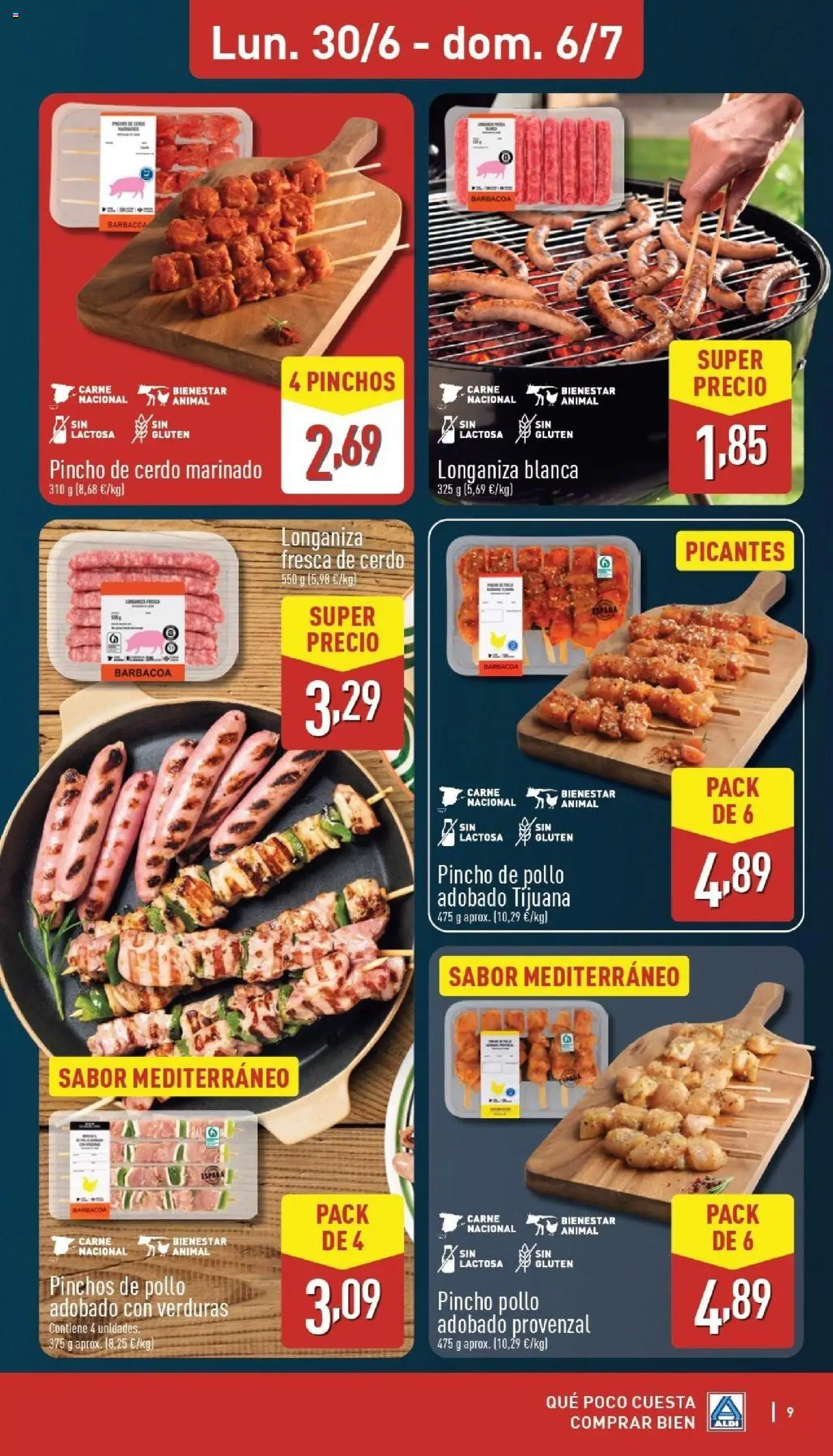 Aldi folleto Península │ válido desde el 30.06.2025 | Página: 9 | Productos: Cerdo, Longaniza, Barbacoa