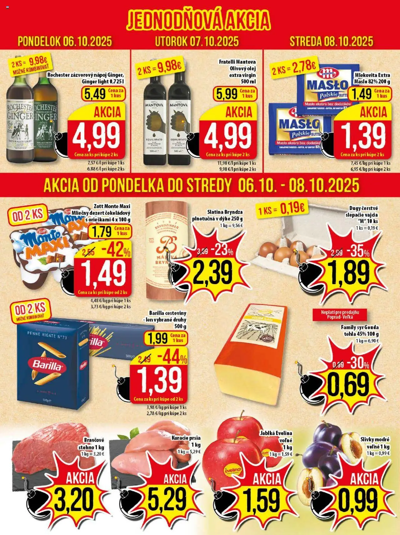 Nové Klas akcie – leták je platný od 06.10.2025 | Strana: 2 | Produkty: Syr, Vajcia, Gouda, Bryndza