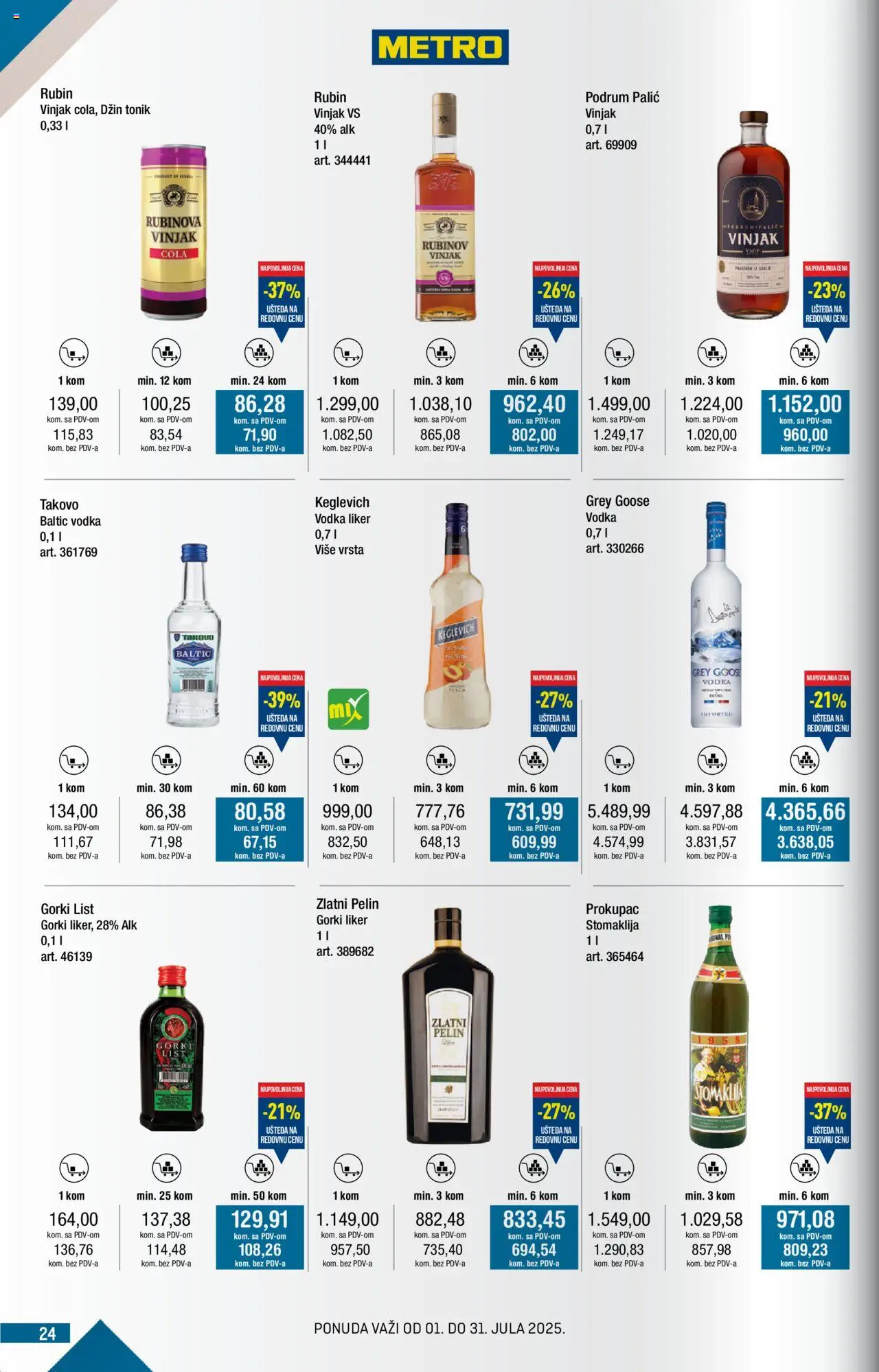 Metro katalog - važi od 01.07.2025 | Strana: 24 | Proizvode: Liker, Džin, Vodka, Tonik