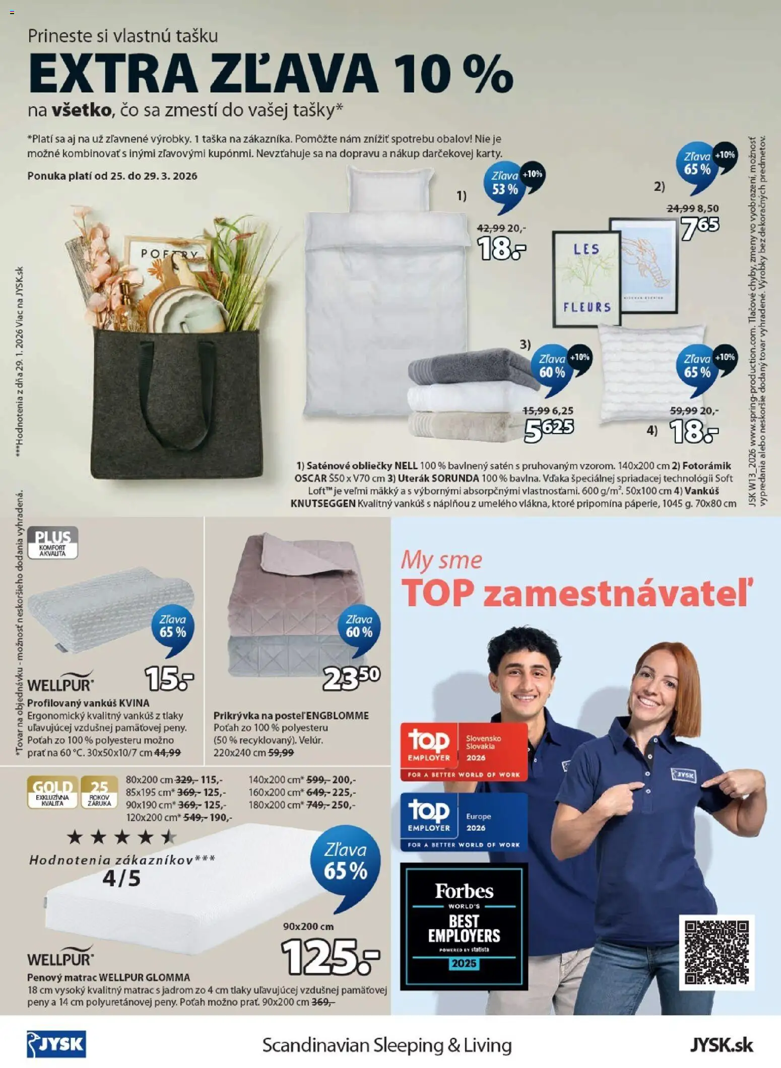 Nové JYSK akcie – leták je platný od 25.03.2026 | Strana: 12 | Produkty: Matrac, Obliečky, Vankúš, Uterák