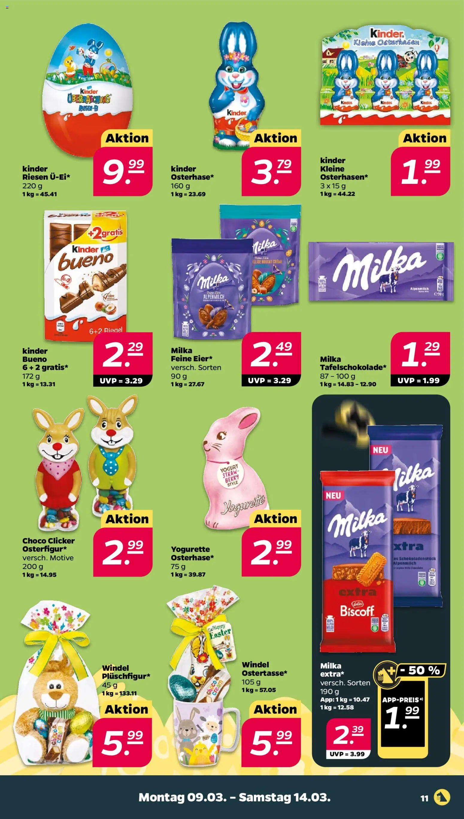 Netto Prospekt 	 – gültig ab 09.03.2026 | Seite: 11 | Produkte: Yogurette, Kinder bueno, Milka, Creme