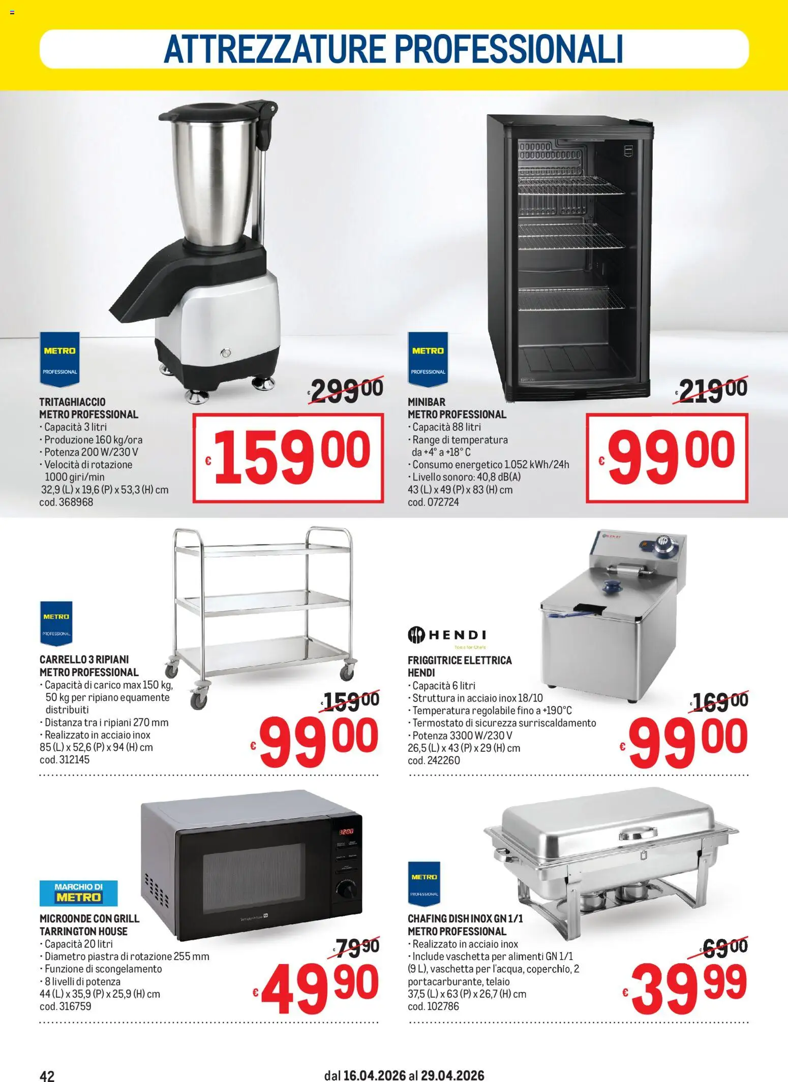 Volantino Metro del 16.04.2026 | Pagina: 42 | Prodotti: Ripiano, Microonde, Carrello, Friggitrice