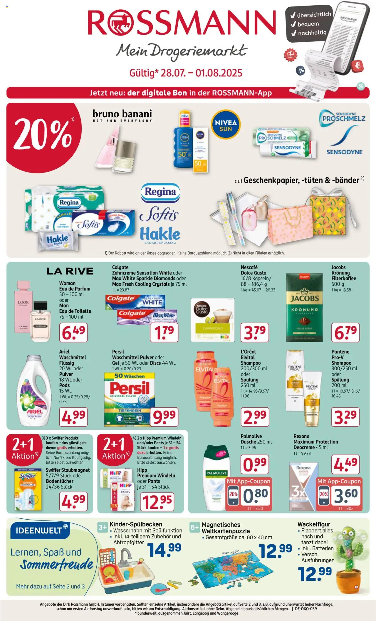 Rossmann Prospekt 	 - gültig ab dem 28.07.2025 | Seite: 1 | Produkte: Nescafe, Parfüm, Spülung, Shower Gel