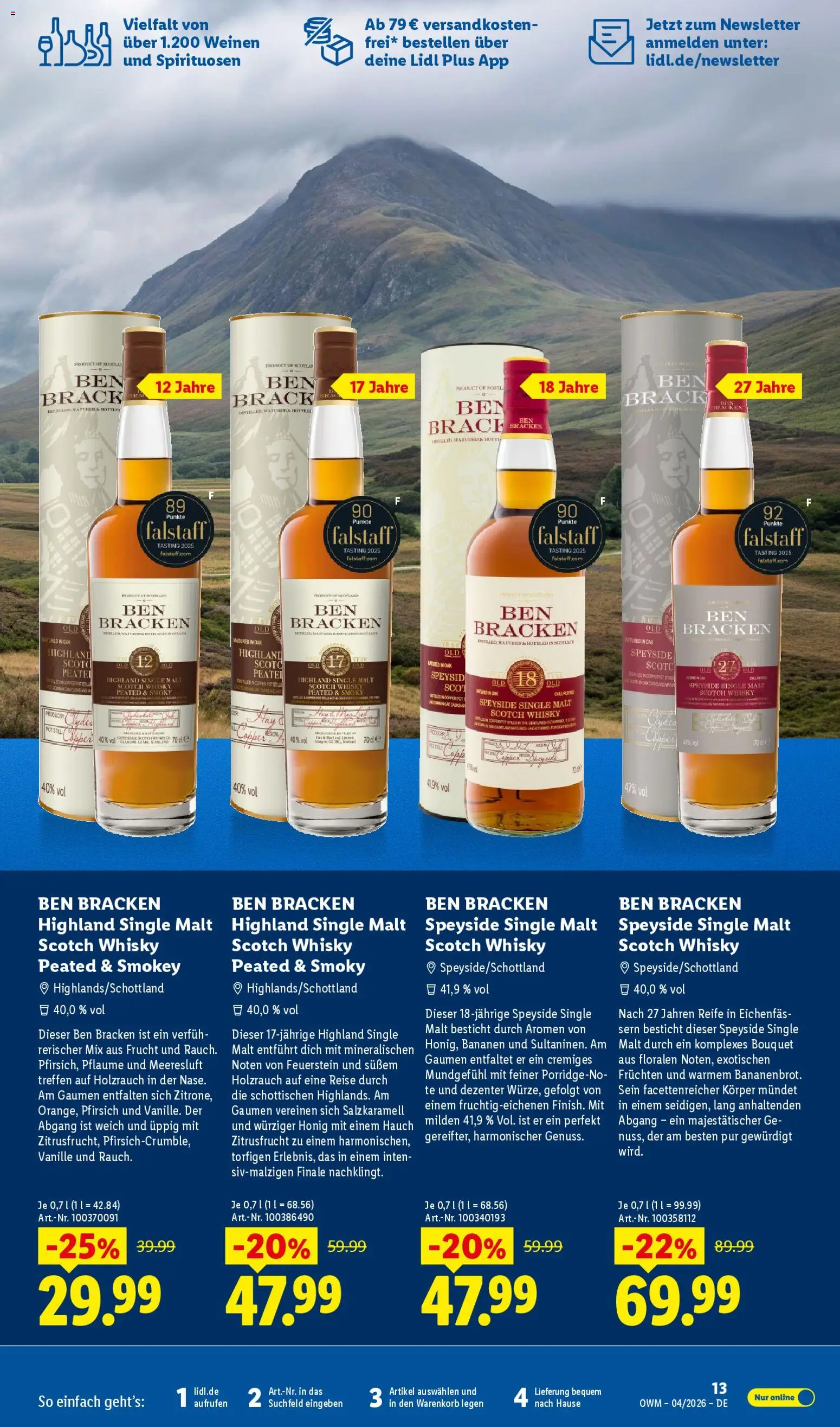 Lidl Německo leták - Wein & Spirituosen od 01.04.2026 | Strana: 13 | Produkty: Whisky