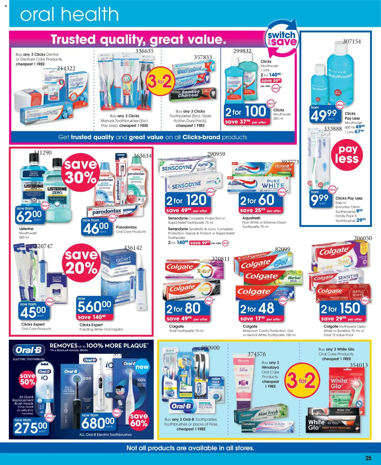 New Clicks catalogue – valid from 23.10.2025 | Page: 25 | Products: Electric toothbrush, Brush, Enamel, Mouthwash