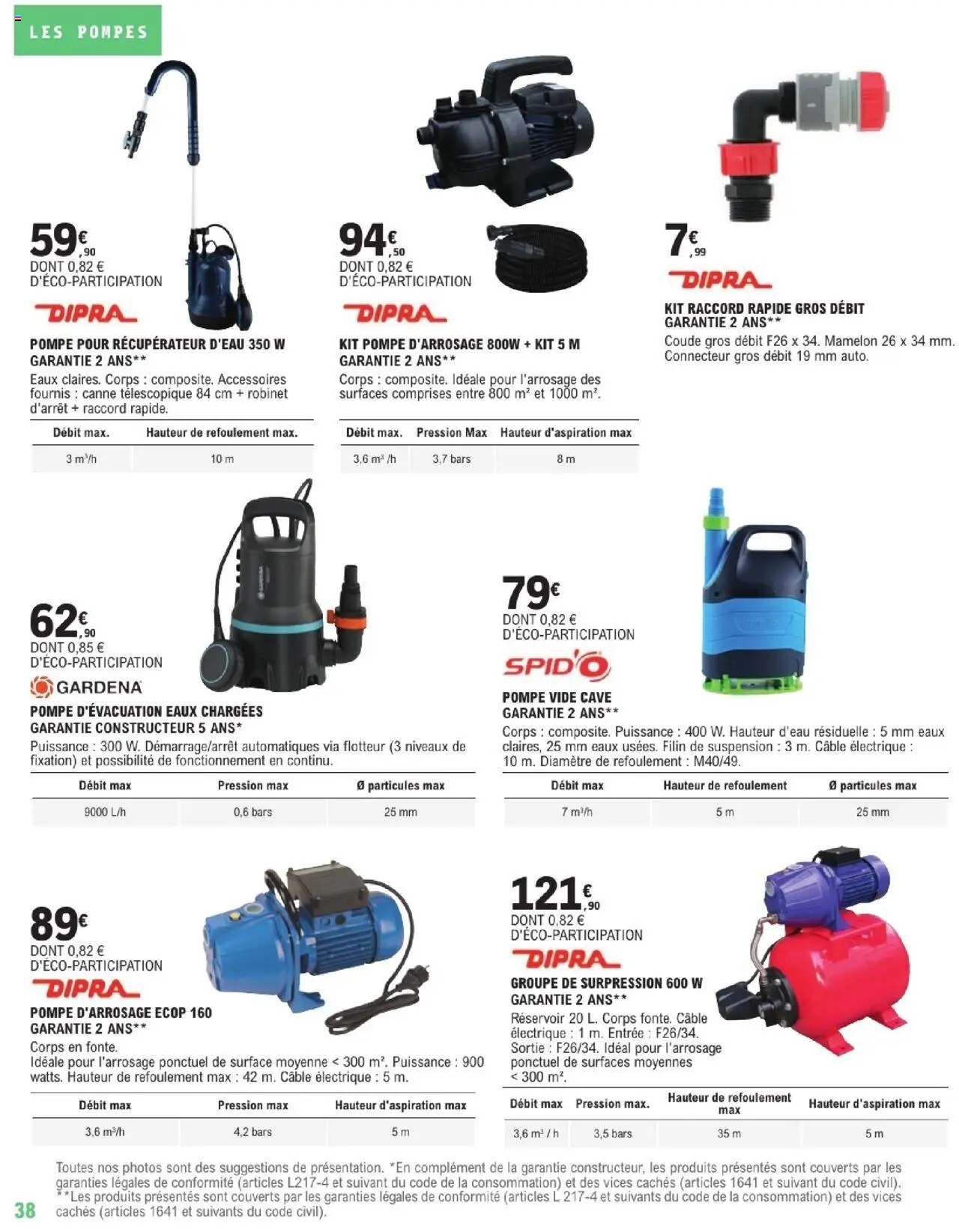  | Page: 38 | Produits: Câble, Robinet, Récupérateur d'eau, Suspension