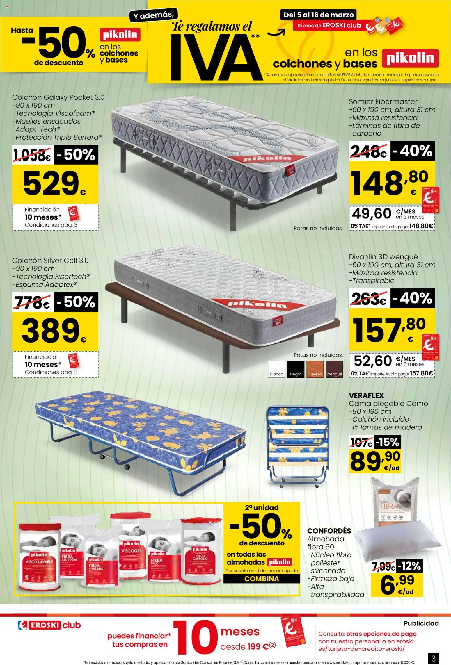 Eroski Oh Qué agusto │ válido desde el 05.03.2026 | Página: 3 | Productos: Somier, Té, Colchon, Almohada