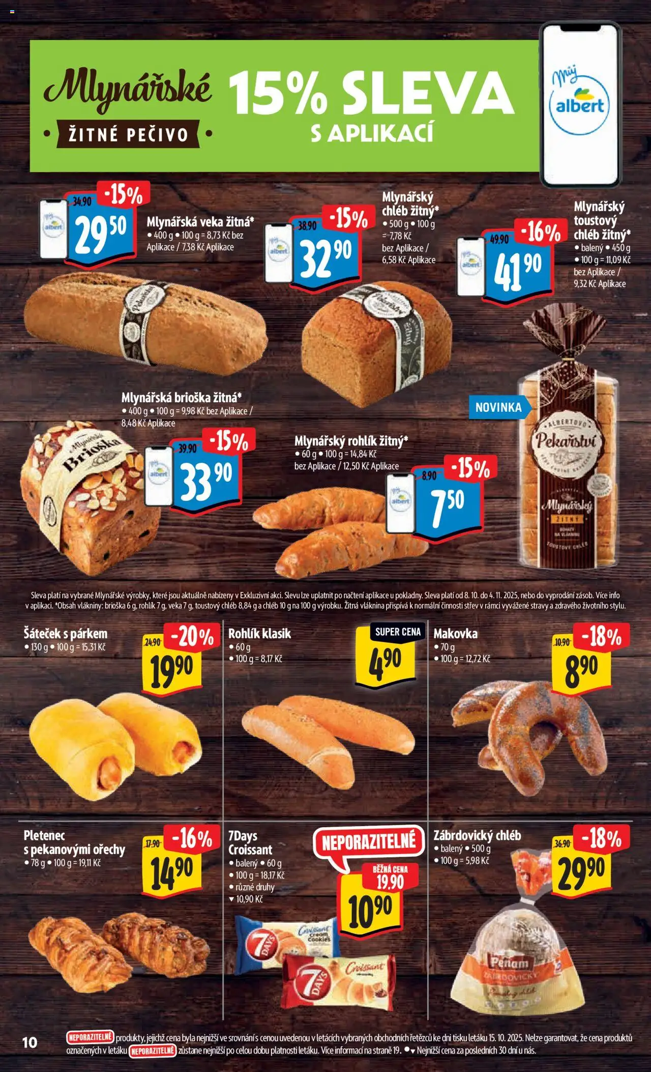 Albert leták - Hypermarket od 22.10.2025 | Strana: 19 | Produkty: Rohlík, Mlynářský rohlík, Mlynářská brioška, Croissant