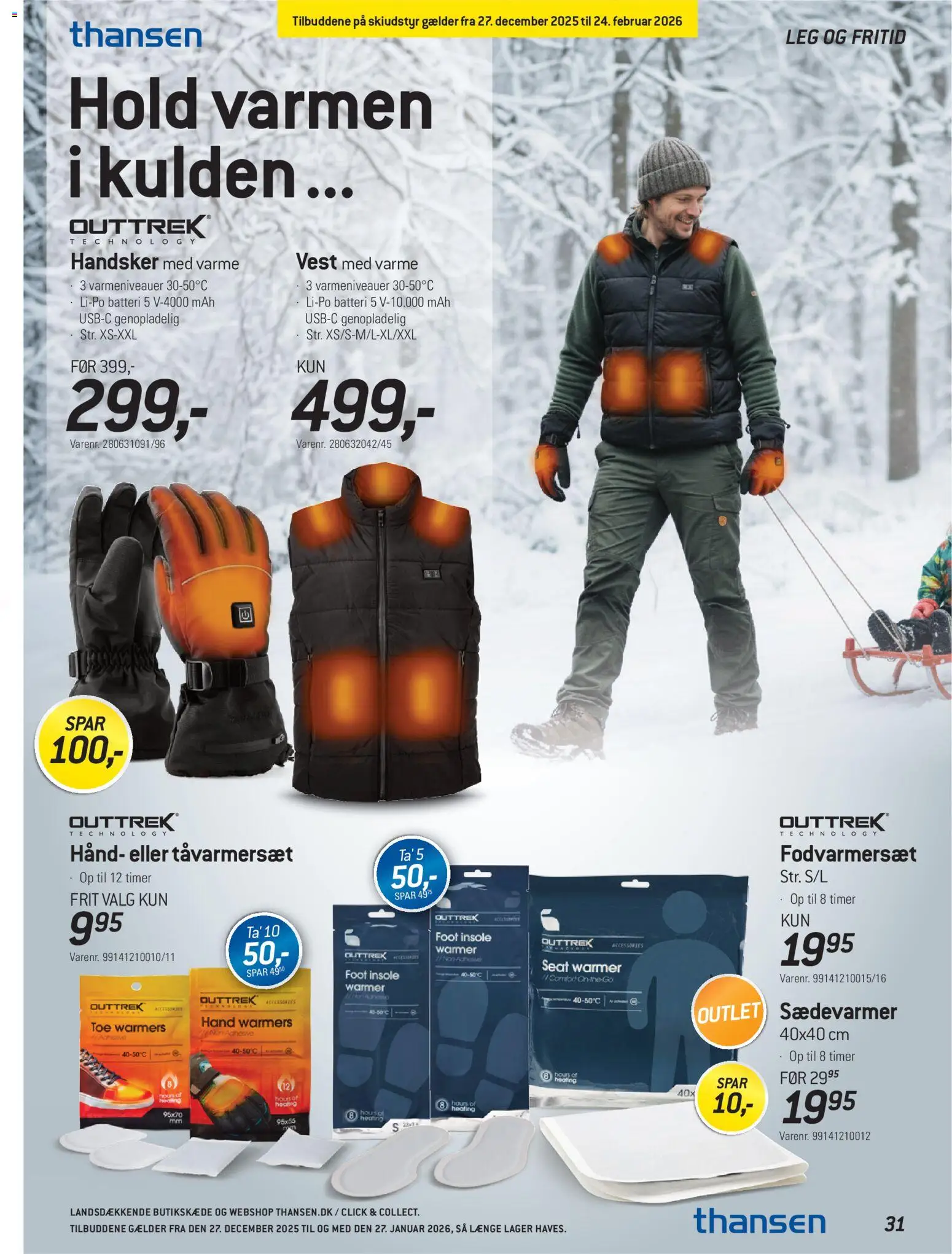 Thansen tilbudsavis – gyldig fra 27.12.2025 | Side: 31 | Produkter: Vest, Handsker, Batteri