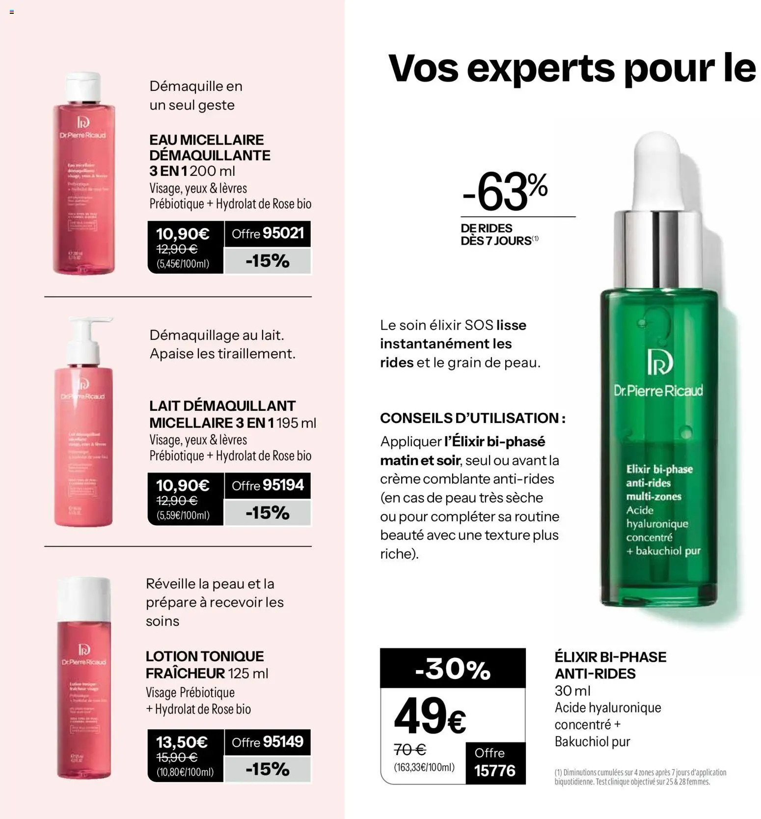 {H1} | Page: 40 | Produits: Tonique, Eau micellaire, Lait, Crème