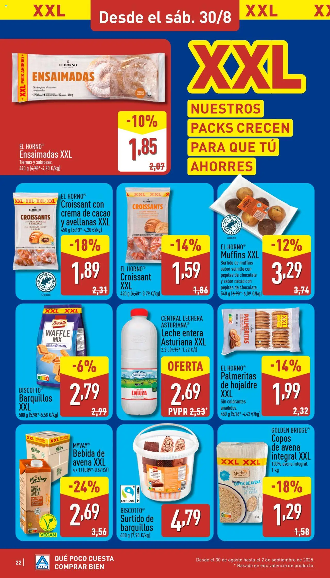 Aldi folleto Canarias │ válido desde el 25.08.2025 | Página: 22 | Productos: Leche entera, Chocolate, Crema, Horno