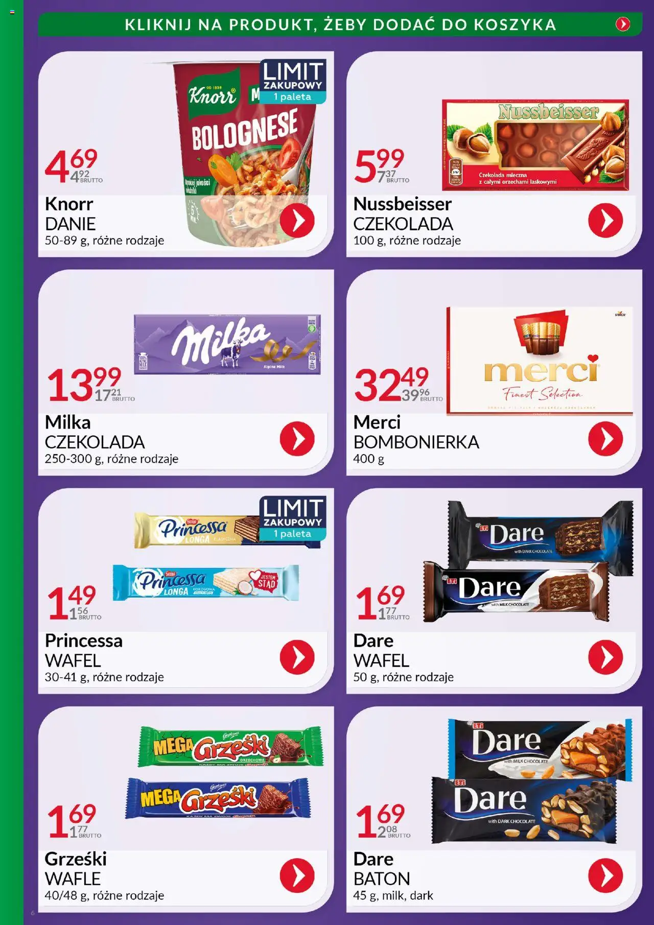 Eurocash Gazetka - Ofensywa Cenowa Spożywcza od 05.10.2025 | Strona: 6 | Produkty: Wafle, Bombonierka, Merci, Milka