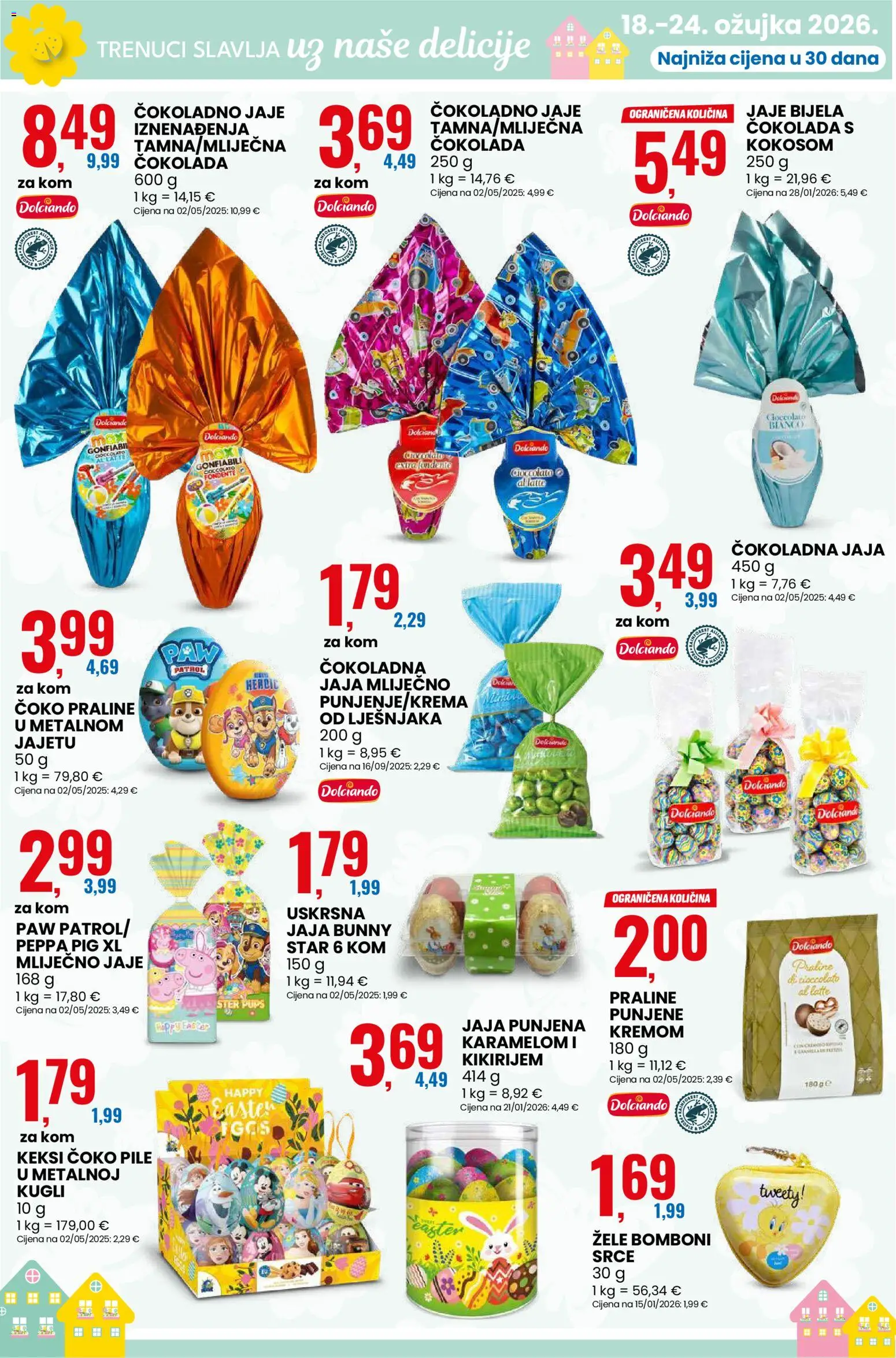 Eurospin katalog | vrijedi od 18.03.2026 | Stranica: 9 | Proizvodi: Praline, Keksi, Jaja, Čokolada