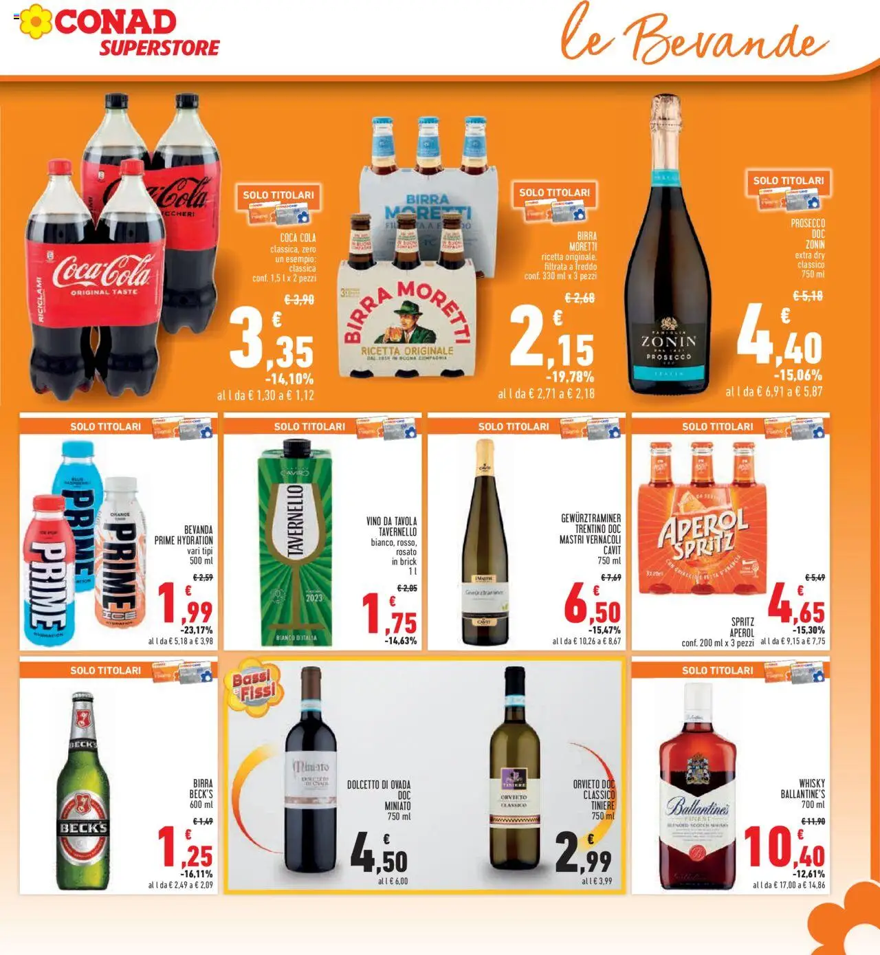 Volantino Conad del 09.10.2025 | Pagina: 19 | Prodotti: Birra, Prosecco, Birra Moretti, Aperol