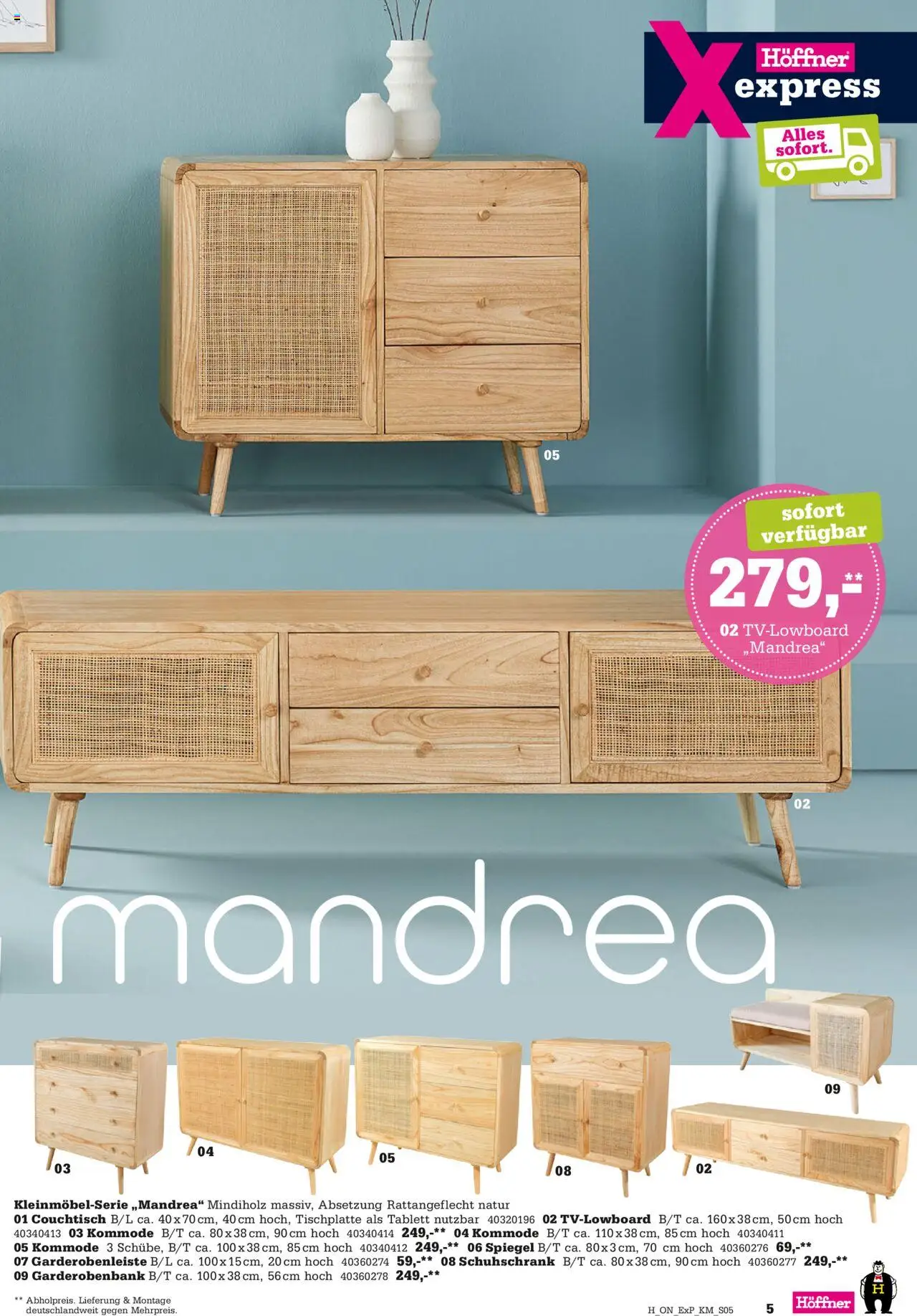 Höffner - Express Spezia No. 2 - gültig ab dem 30.07.2025 | Seite: 5 | Produkte: Kommode, Couchtisch, Spiegel