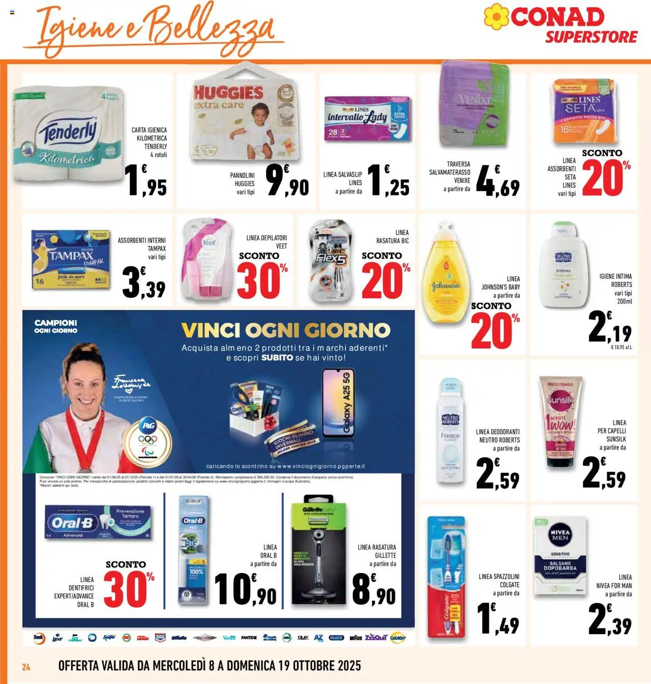 Volantino Conad del 08.10.2025 | Pagina: 24 | Prodotti: Balsamo, Pannolini, Dopobarba, Intimo