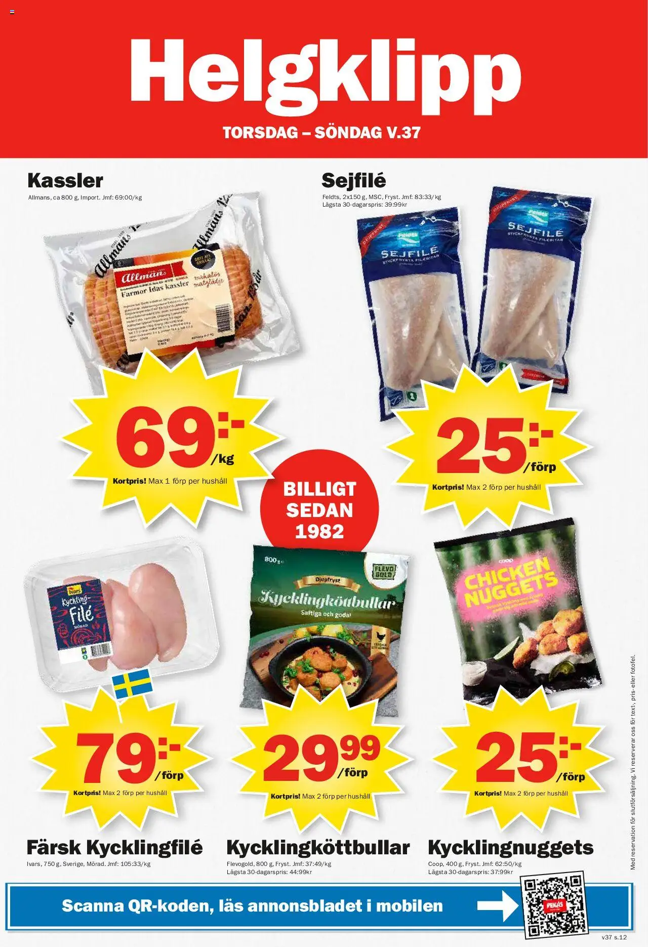 Pekås reklamblad aktuell från 08.09.2025 | Sida: 12 | Produkter: Kassler, Kycklingfile
