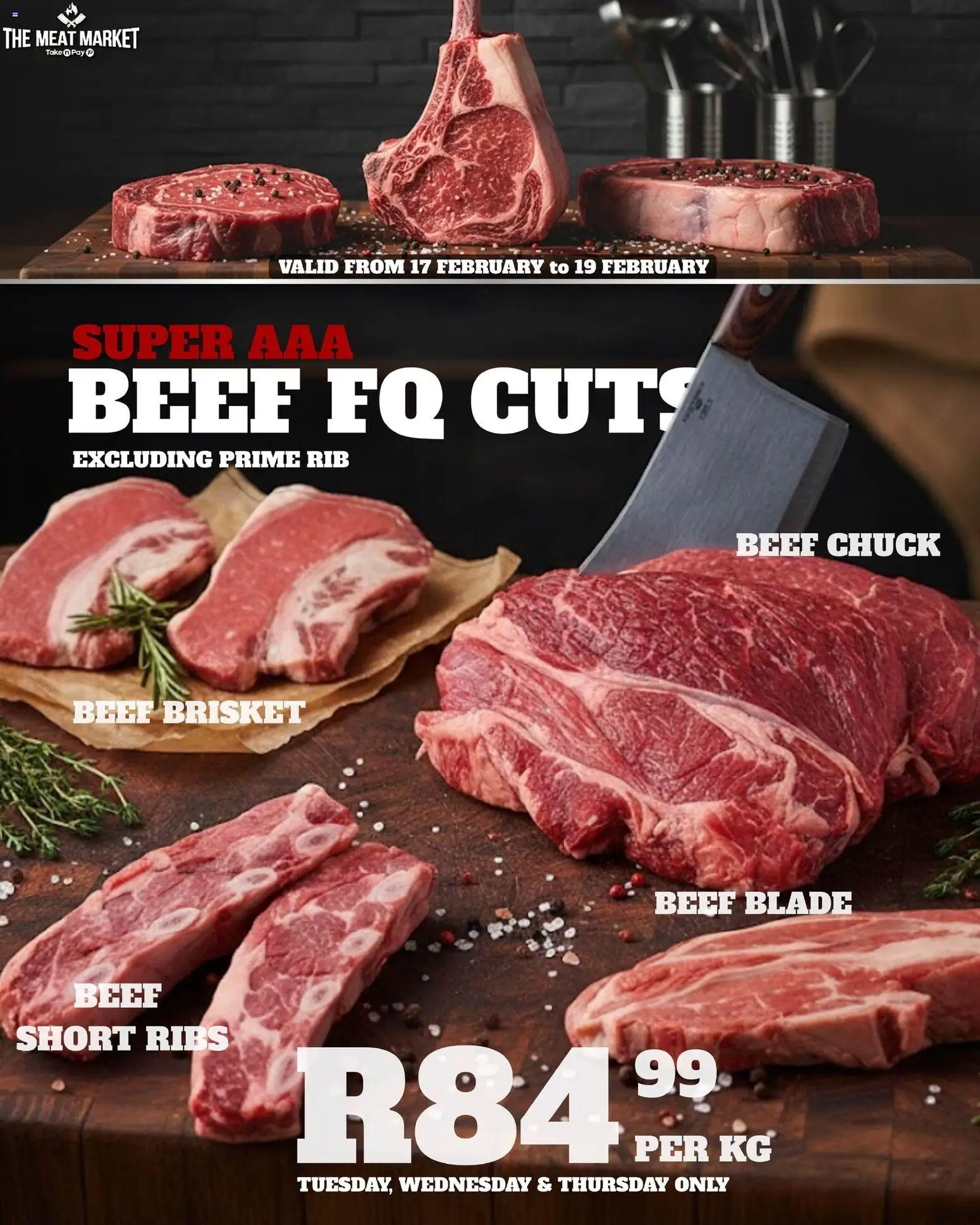 New Take n Pay catalogue – valid from 17.02.2026 | Page: 1 | Products: Ribs, Beef