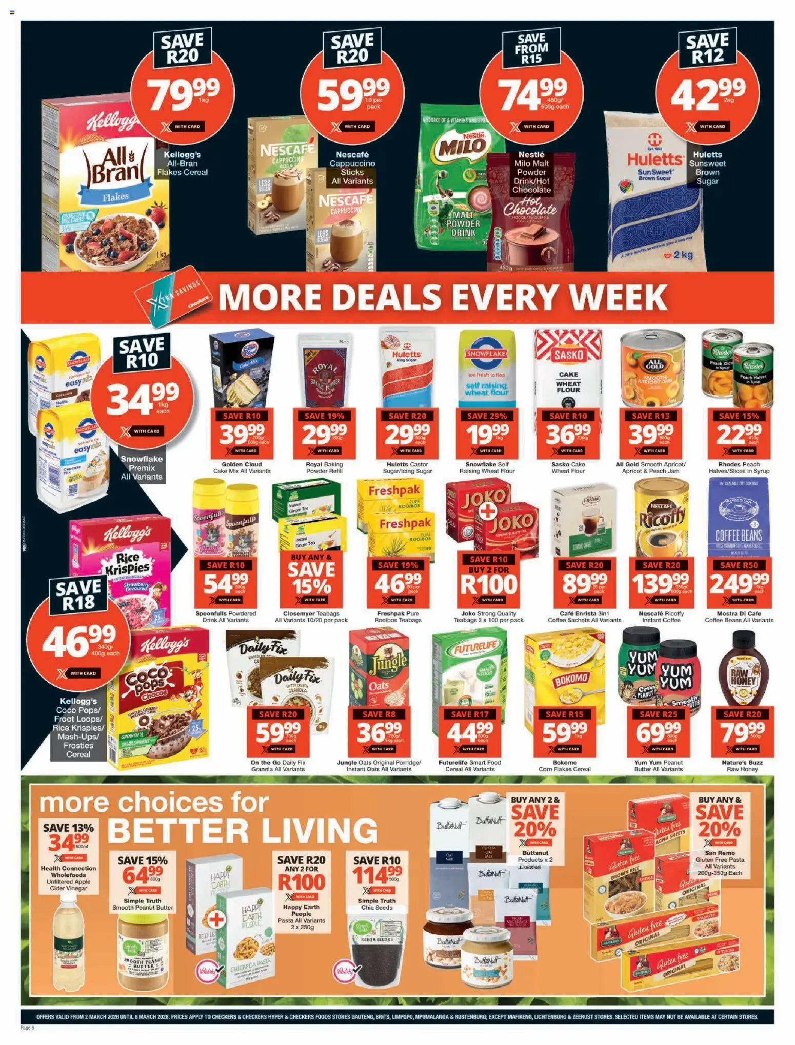 New Checkers catalogue – valid from 02.03.2026 | Page: 6 | Products: Cake, Beans, Butter, Vinegar