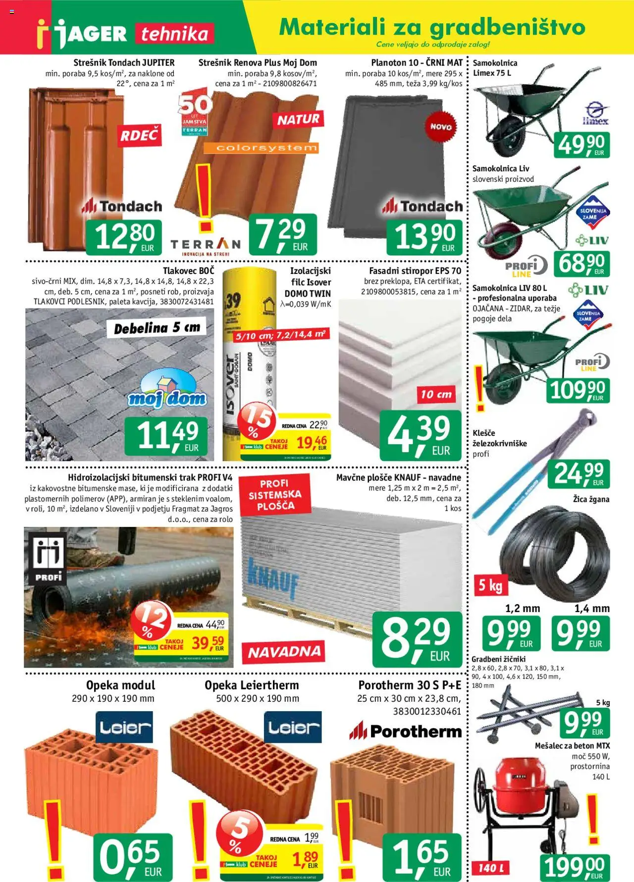 Novi Jager katalog ponudbe – veljaven od 22.10.2025 | Stran: 3 | Izdelki: Teza, Rolo, Tlakovec, Mešalec
