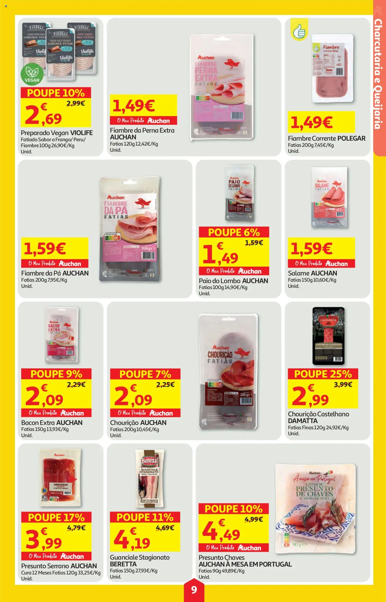 Auchan folheto │ válido de 05.02.2026 | Página: 9 | Produtos: Bacon, Salame, Presunto, Pá
