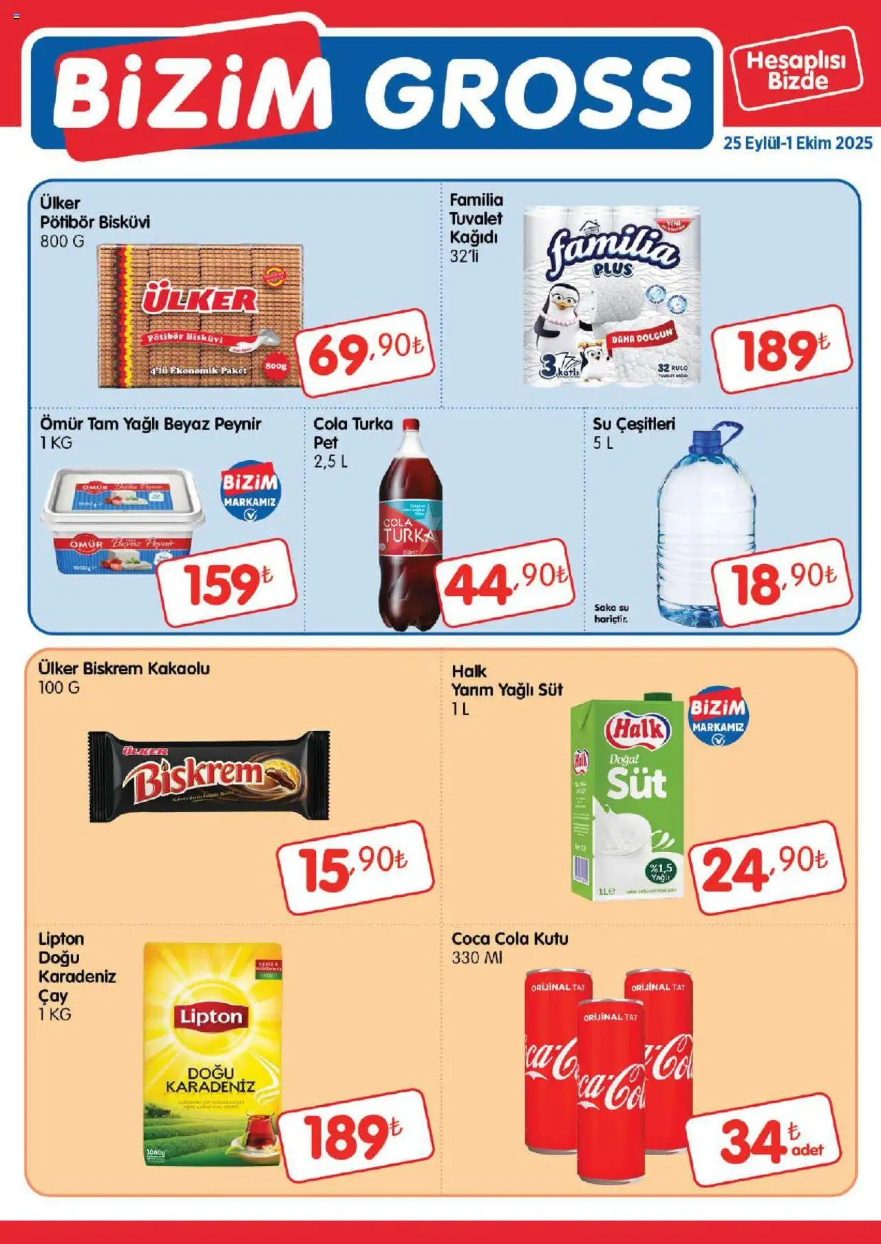 Bizim Toptan Bizim Gross Fırsat Bülteni - 25.09.2025 tarihinden itibaren geçerlidir | Sayfa: 1 | Ürünler: Kutu, Tuvalet, Süt, Peynir
