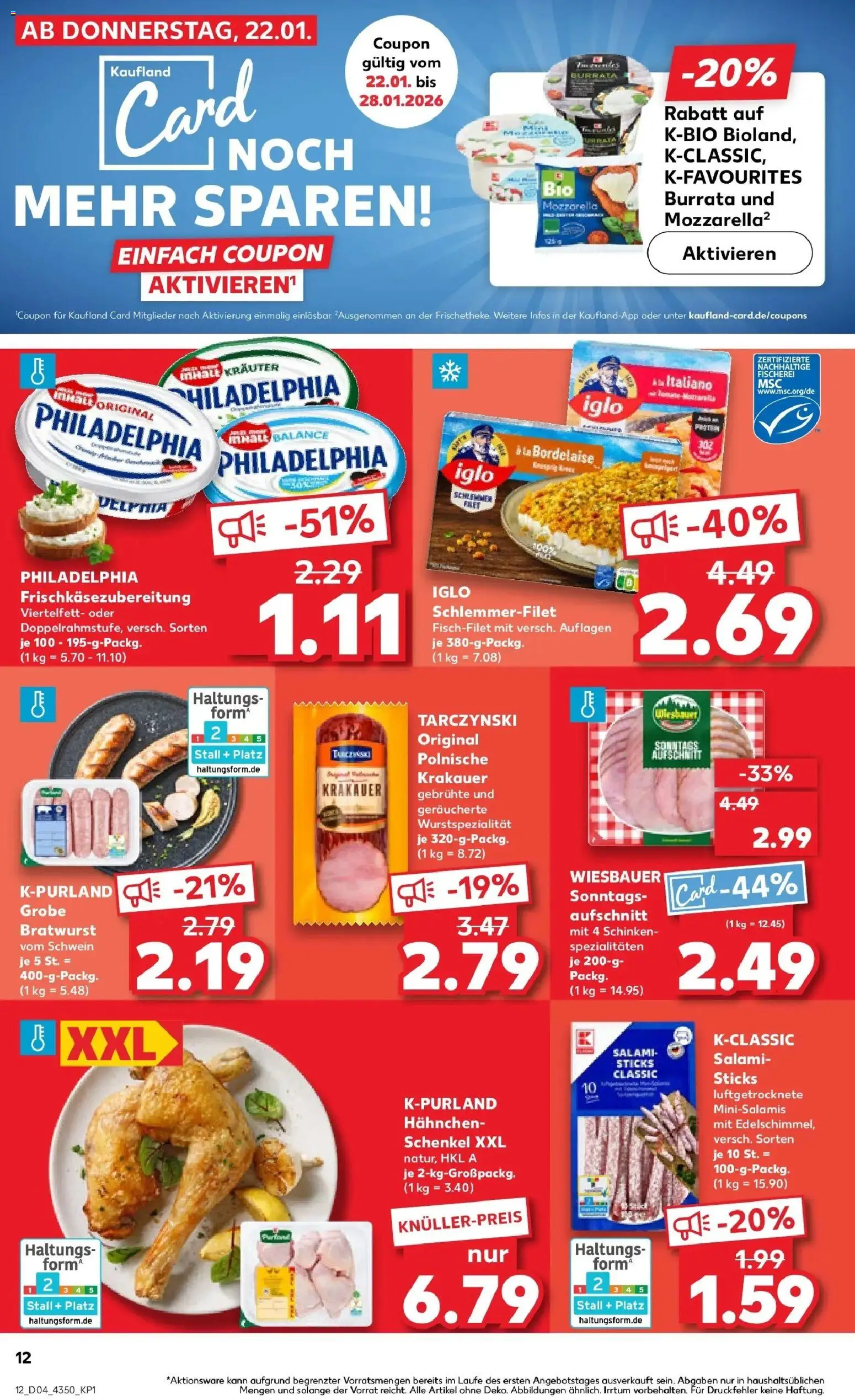Kaufland prospekt Annaberg-Buchholz	 – gültig ab 25.01.2026 | Seite: 12 | Produkte: Hahnchen, Iglo, Bratwurst, Schinken