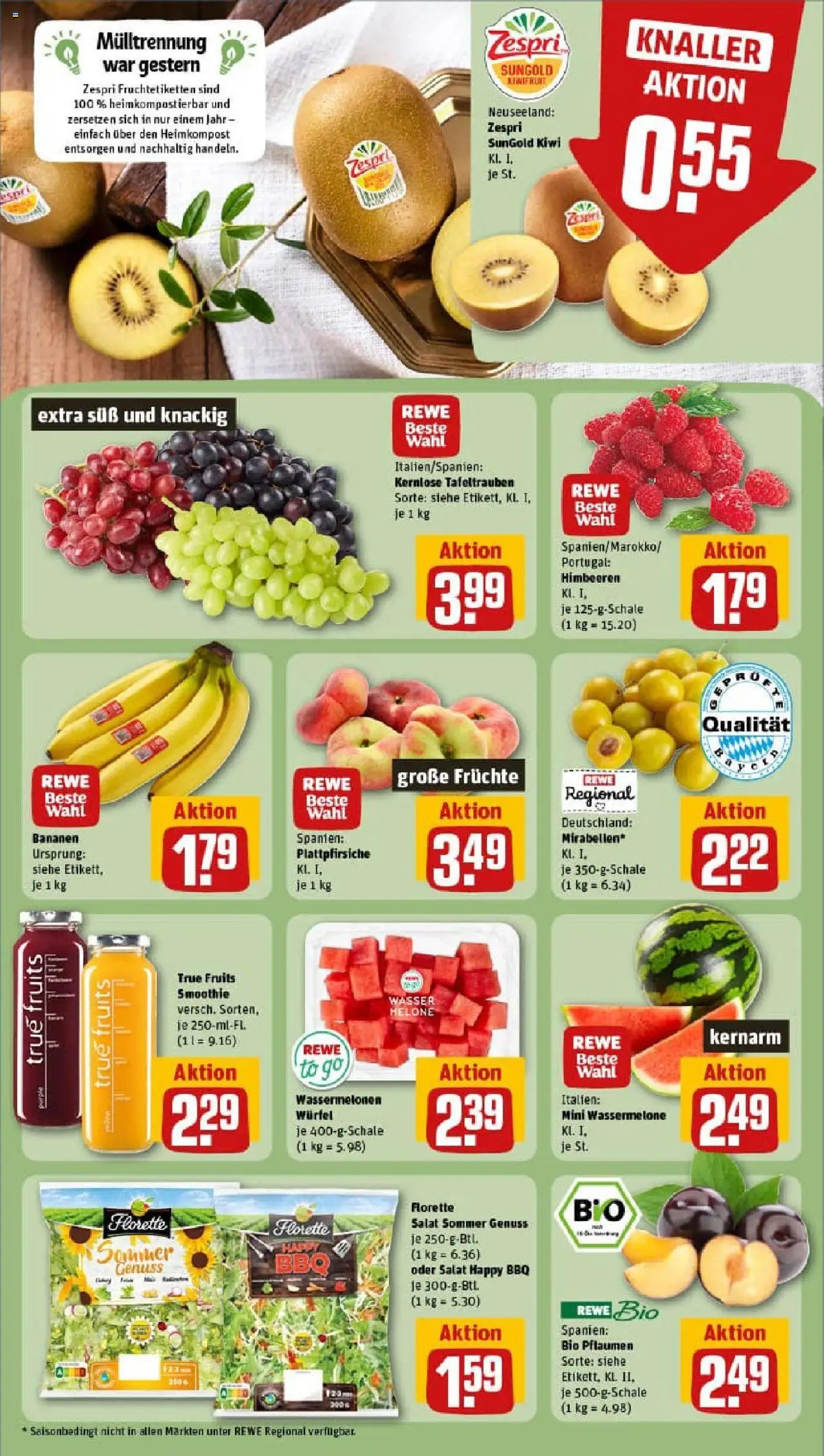 Rewe prospekt Nordheim V.d. Rhön	 - gültig ab dem 11.08.2025 | Seite: 6 | Produkte: Wasser, Melone, Kiwi, Salat
