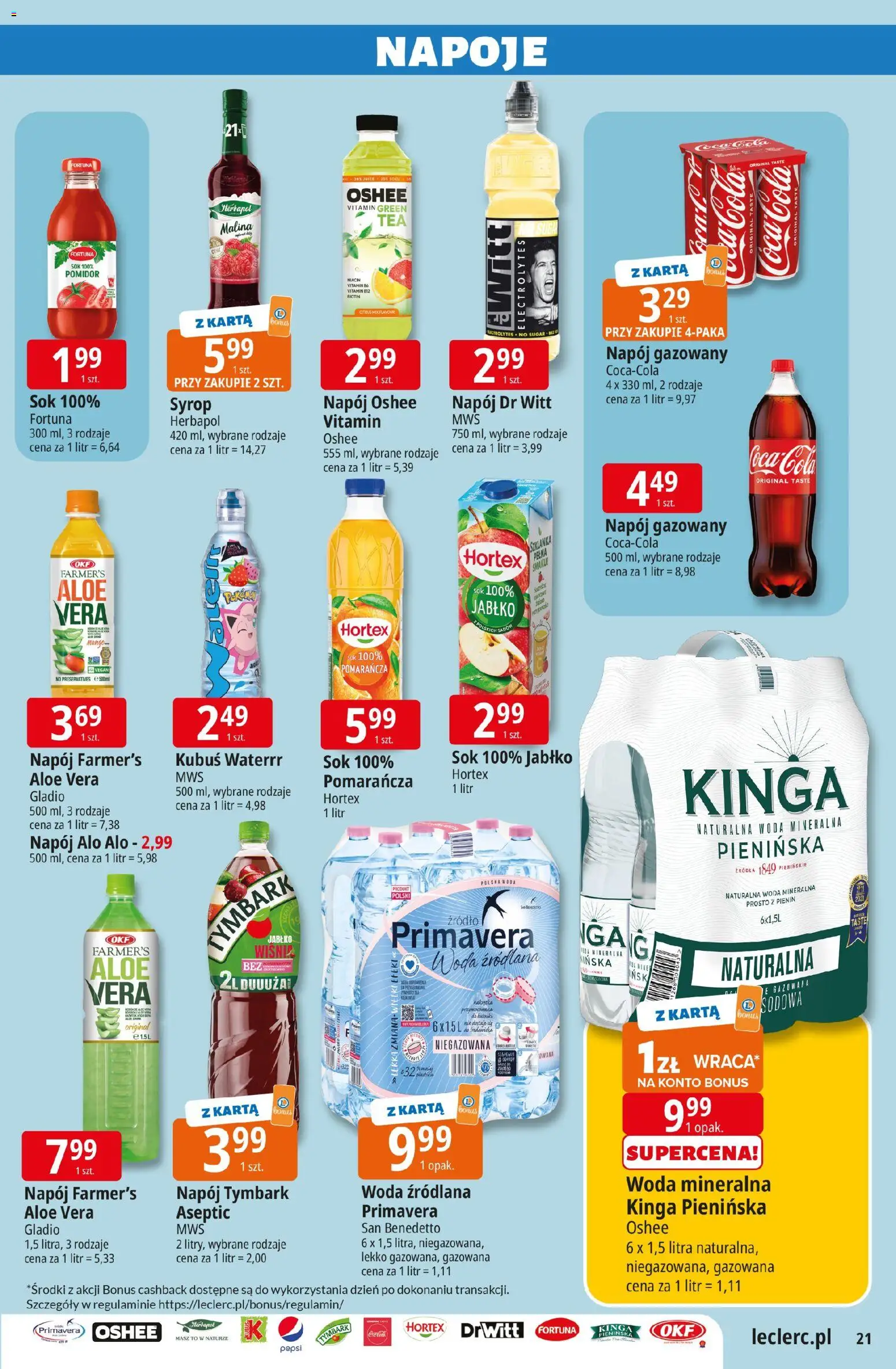 E.Leclerc gazetka - Zielona Góra od 21.04.2026 | Strona: 21 | Produkty: Mango, Napoje, Woda źródlana, Woda