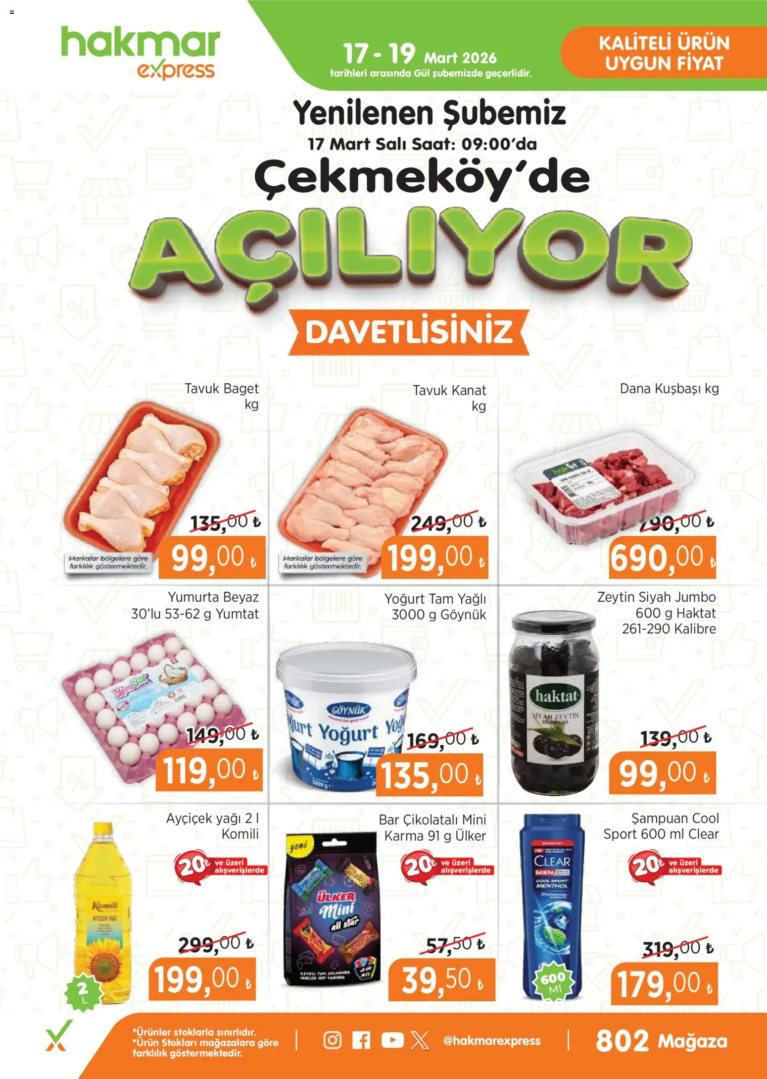 Hakmar Express - Açılış Mağazalarımız - 17.03.2026 tarihinden itibaren geçerlidir | Sayfa: 1 | Ürünler: Gül, Şampuan, Yumurta, Zeytin