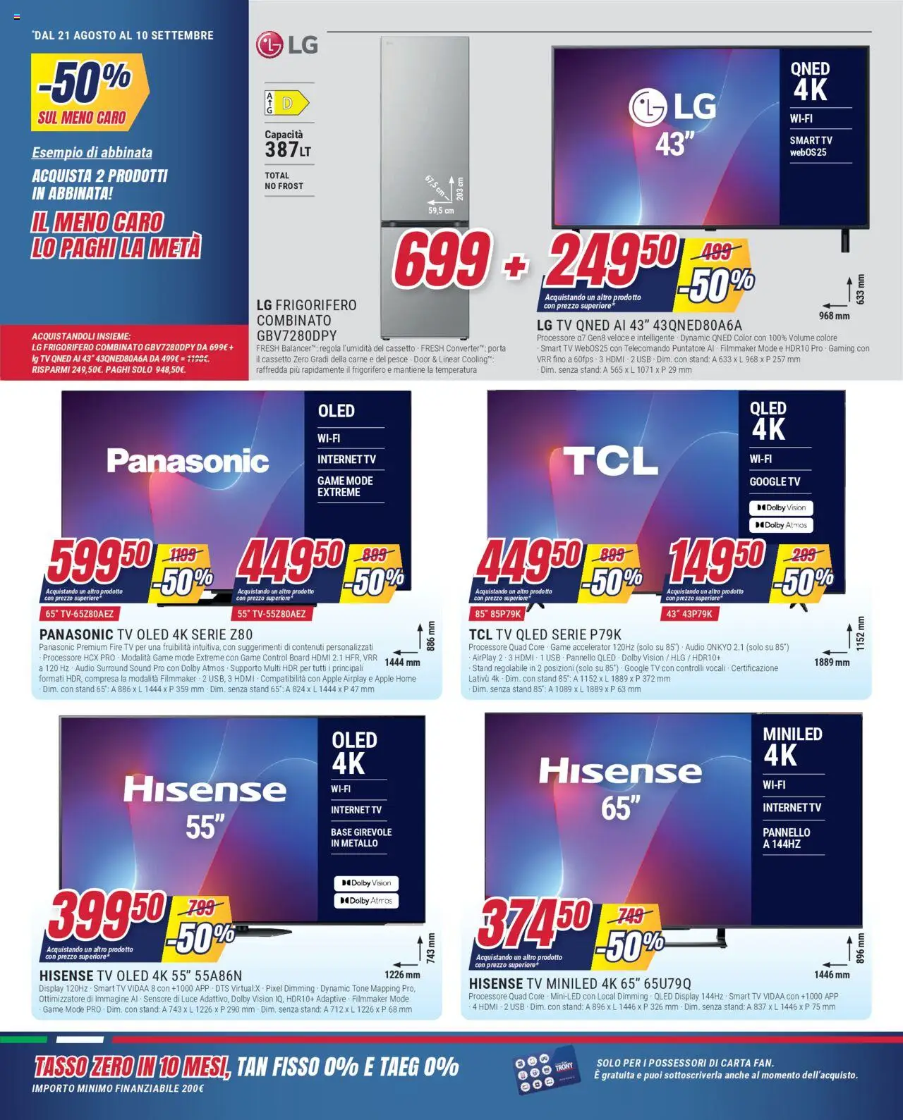 Volantino Trony del 21.08.2025 | Pagina: 3 | Prodotti: Pesce, smart TV, USB, Frigorifero combinato